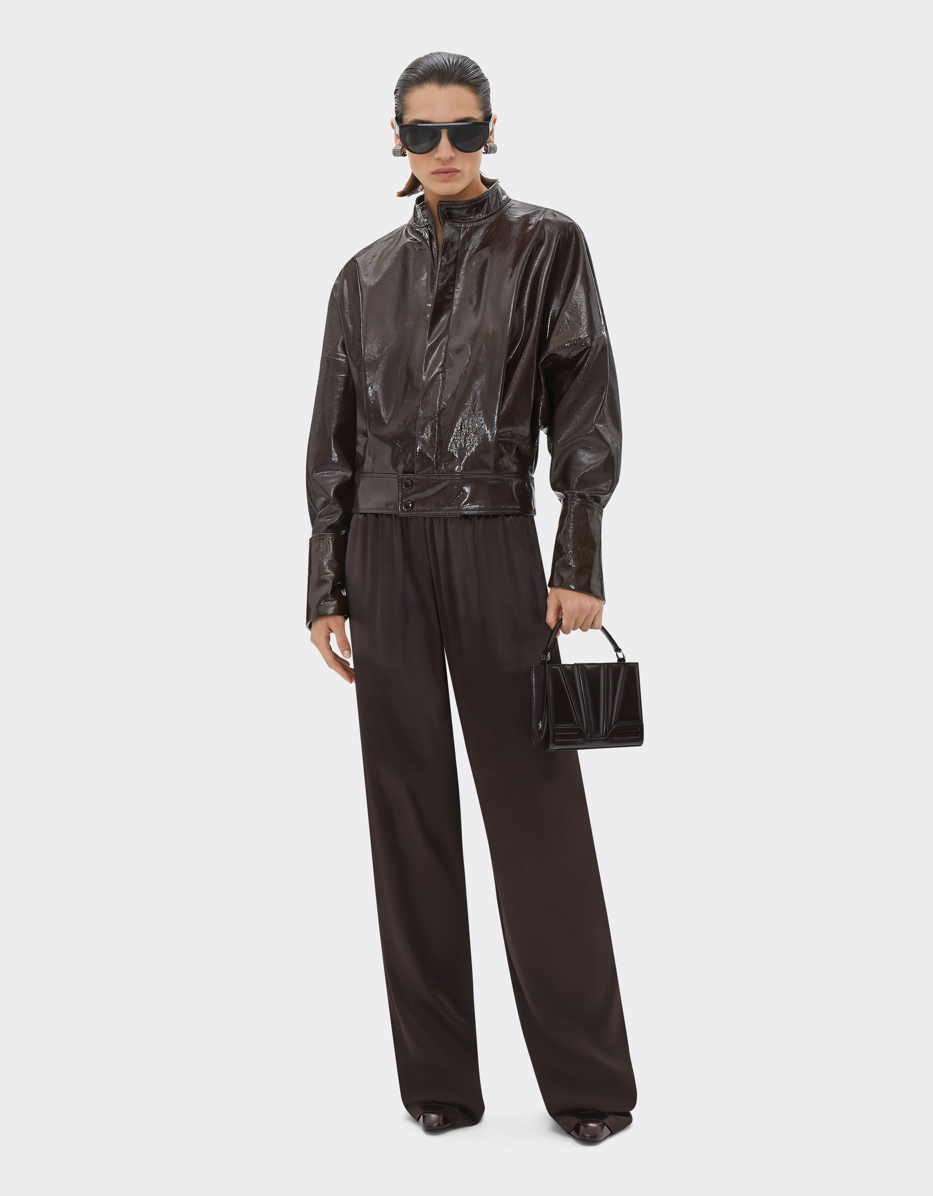 Ferrari Gt Micro Brushed Leather Tote Bag In Dark Brown