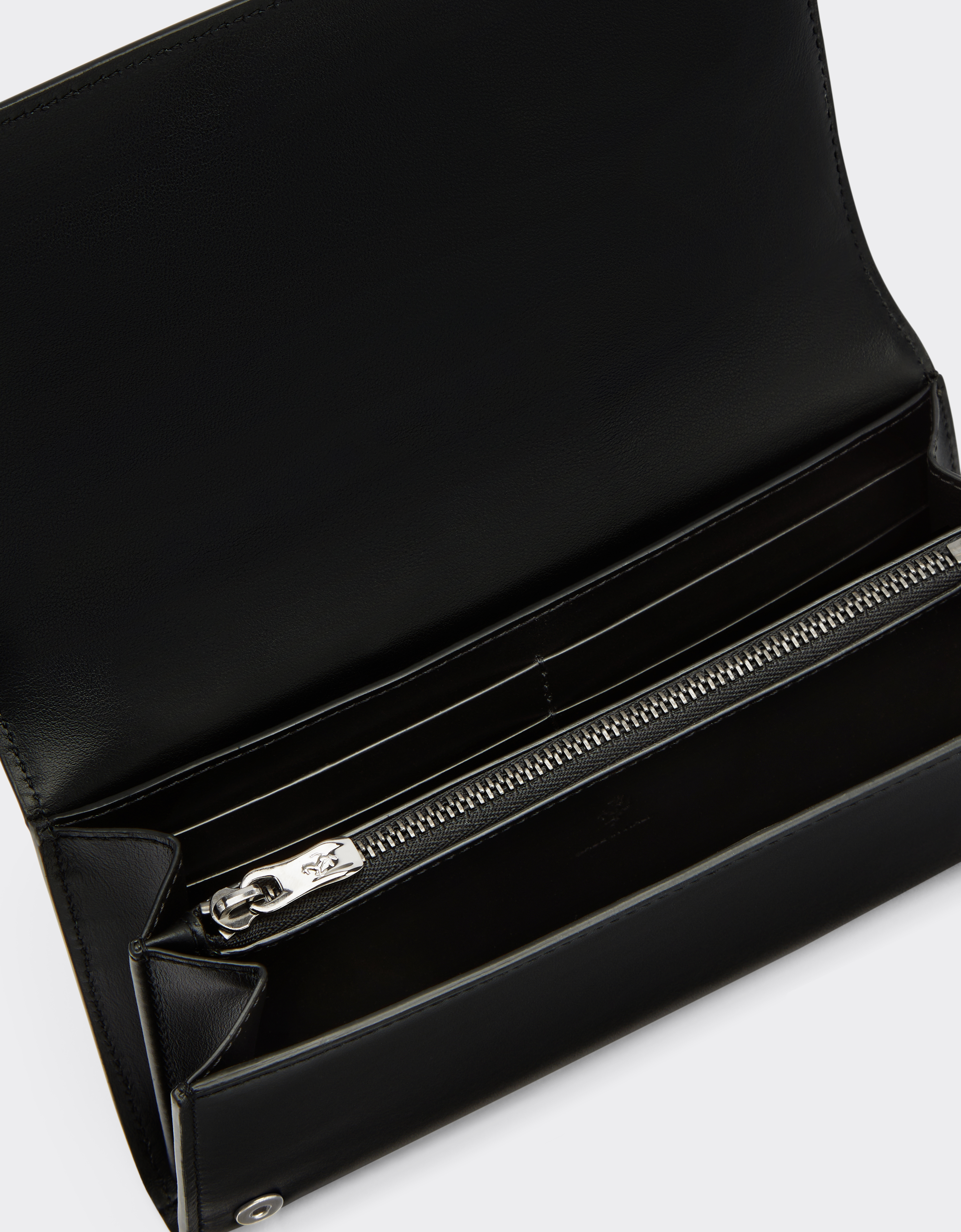 Ferrari Trifold Leather Wallet In Black