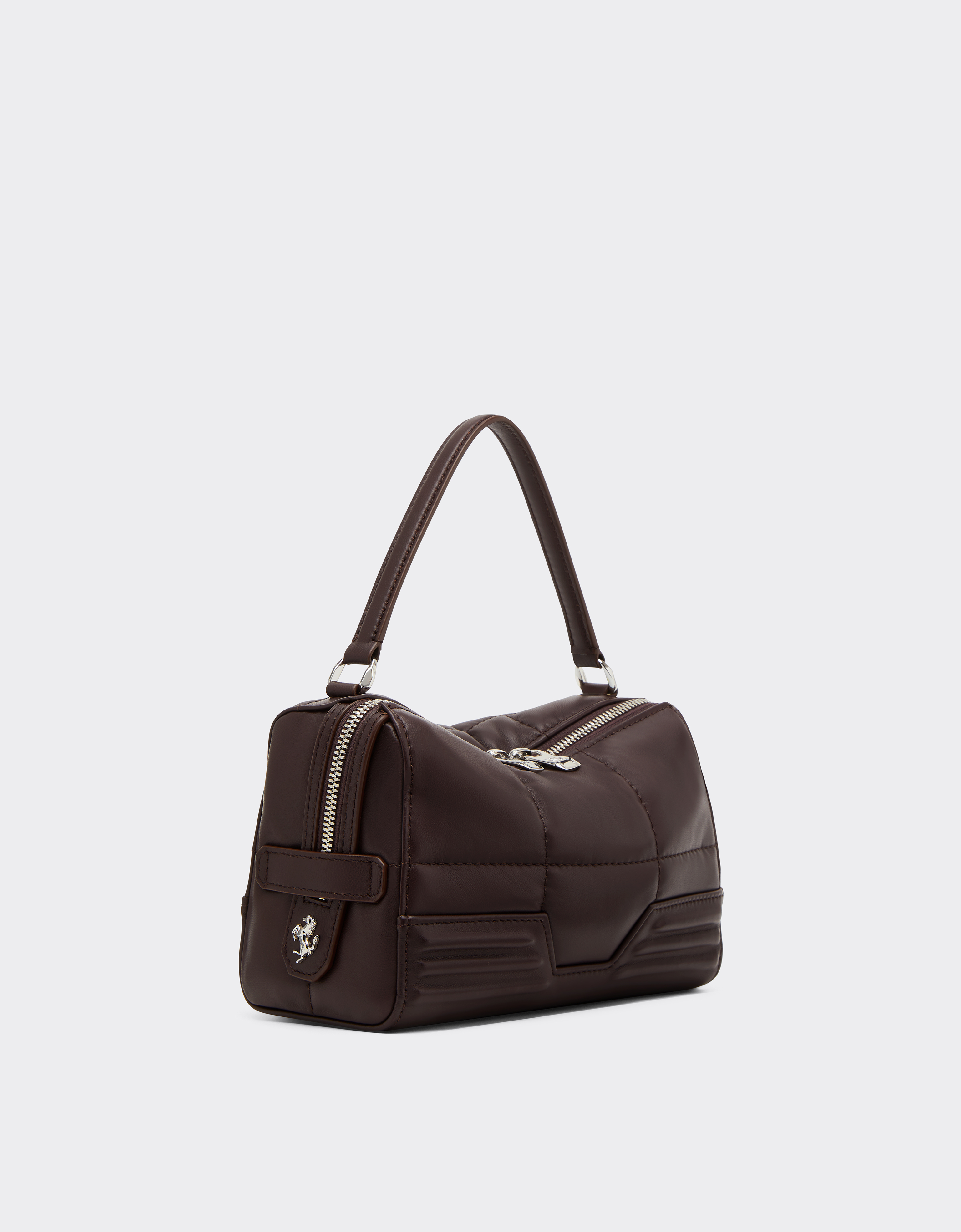 Ferrari Gt Soft Shoulder Bag In Quilted Leather In Brown