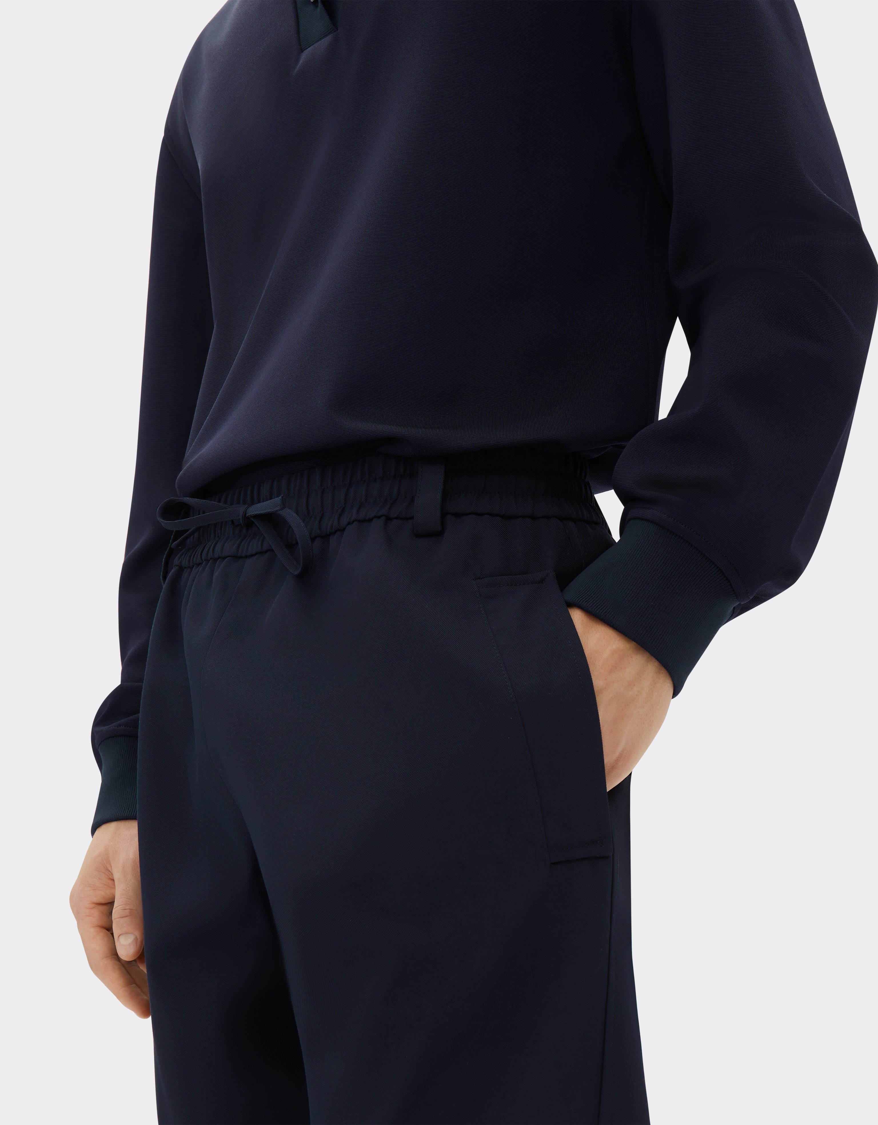 Ferrari Cargo Trousers In Recycled Cotton-blend Twill In Navy