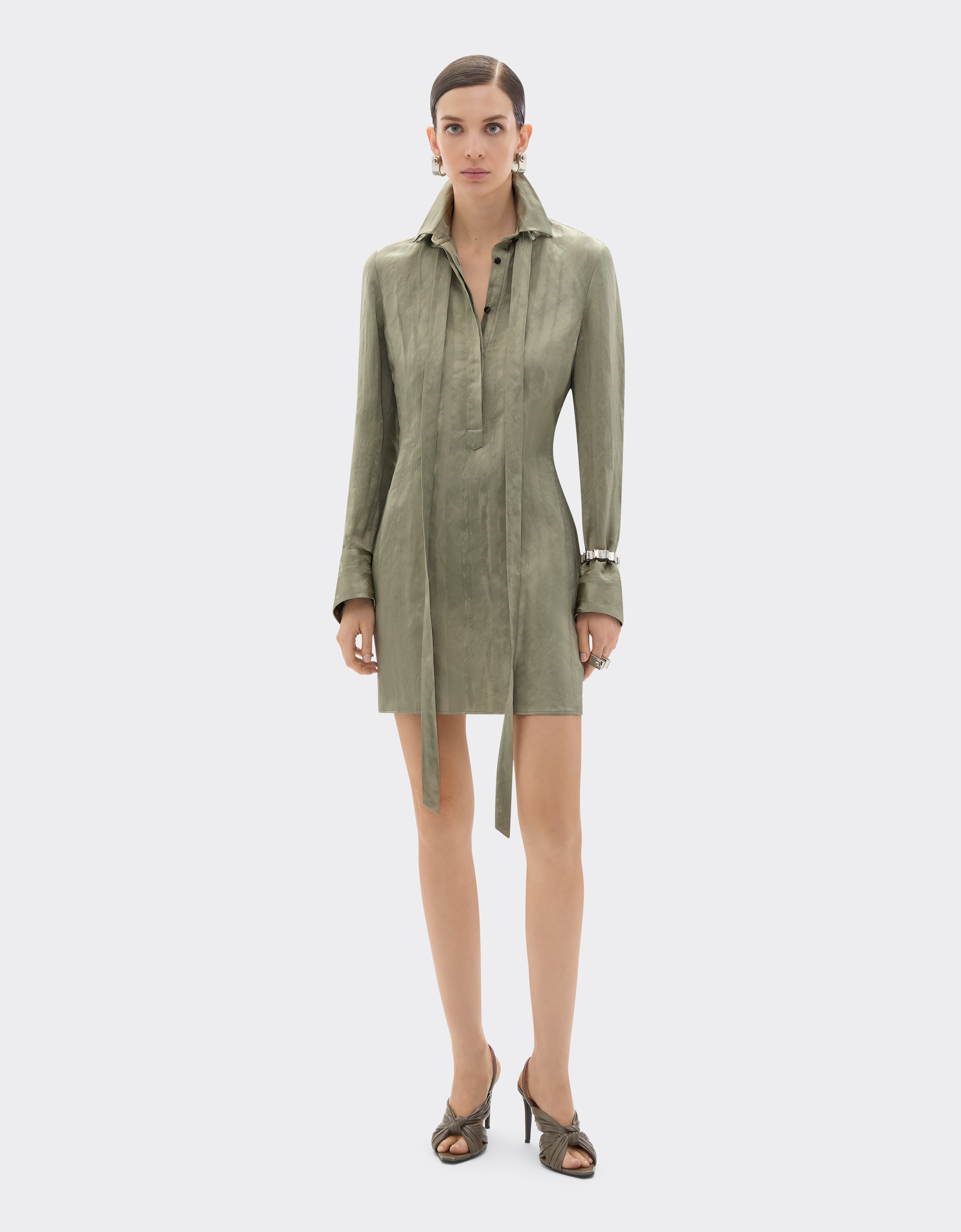  Ferrari Jacquardkleid Mit Streifenmuster - Female Kleider Khaki Green 42 