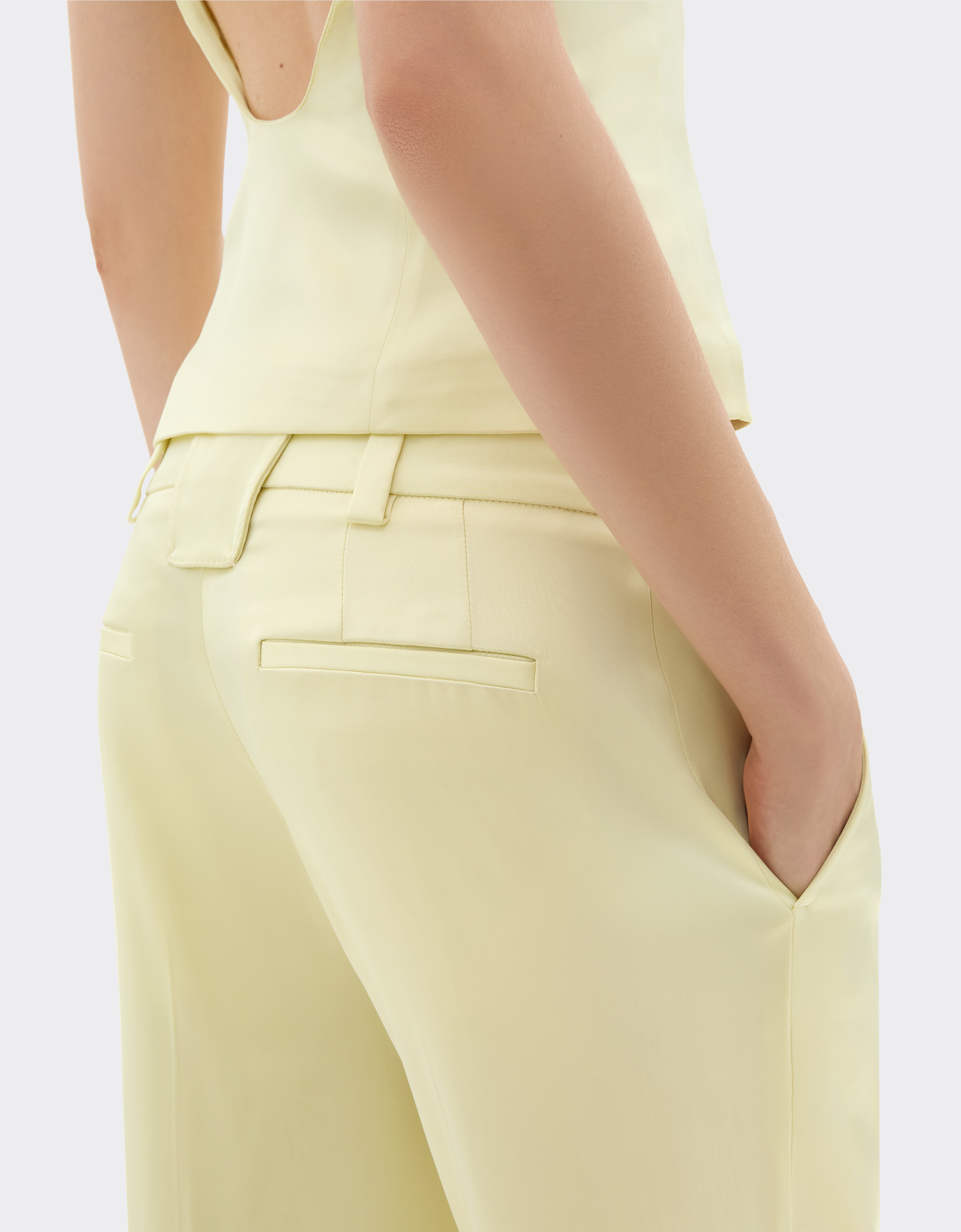 Ferrari Stretch Satin Trousers In Yellow
