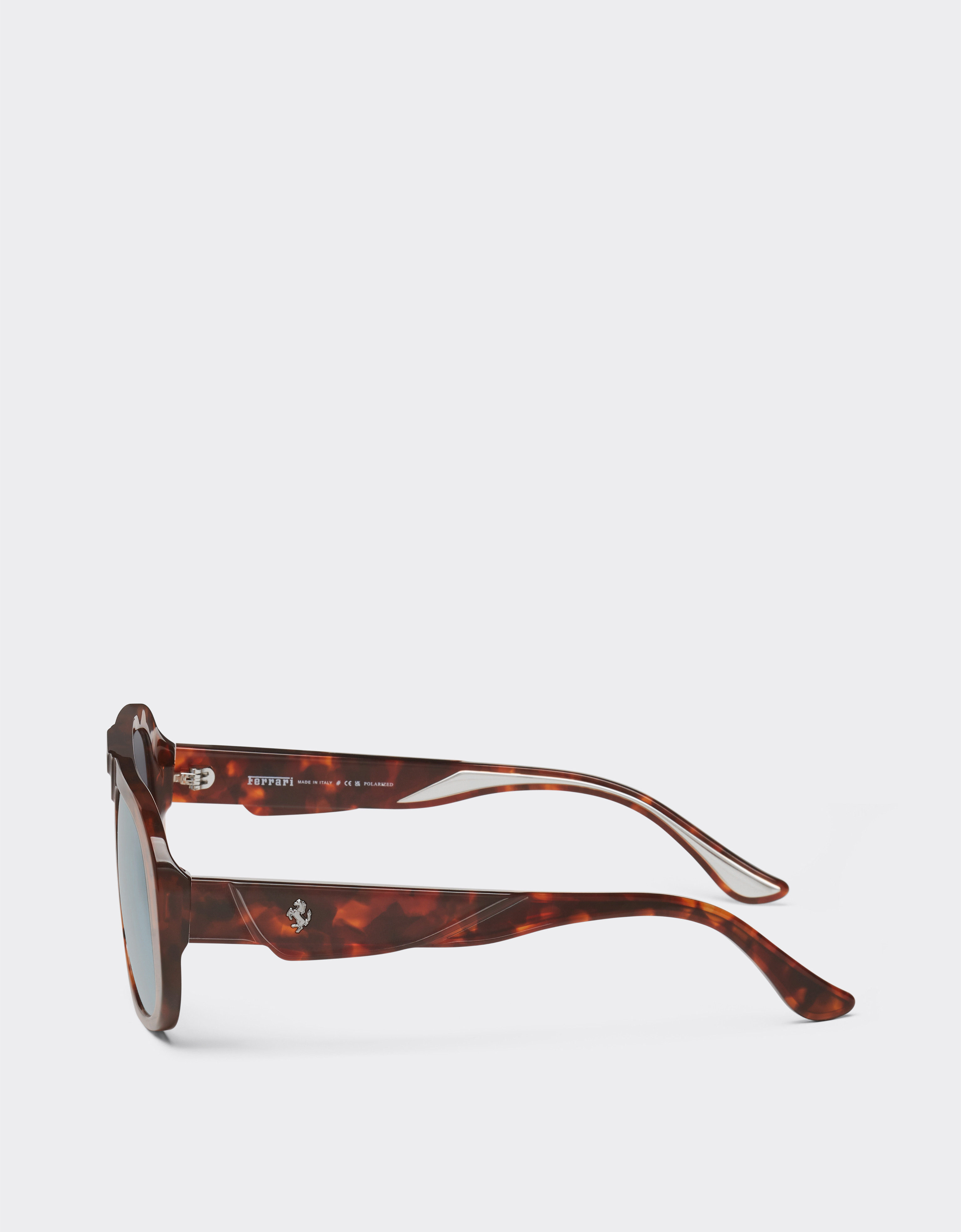 Ferrari Sunglasses In Brown Tortoiseshell Acetate With Polarised Blue Lenses In Brown