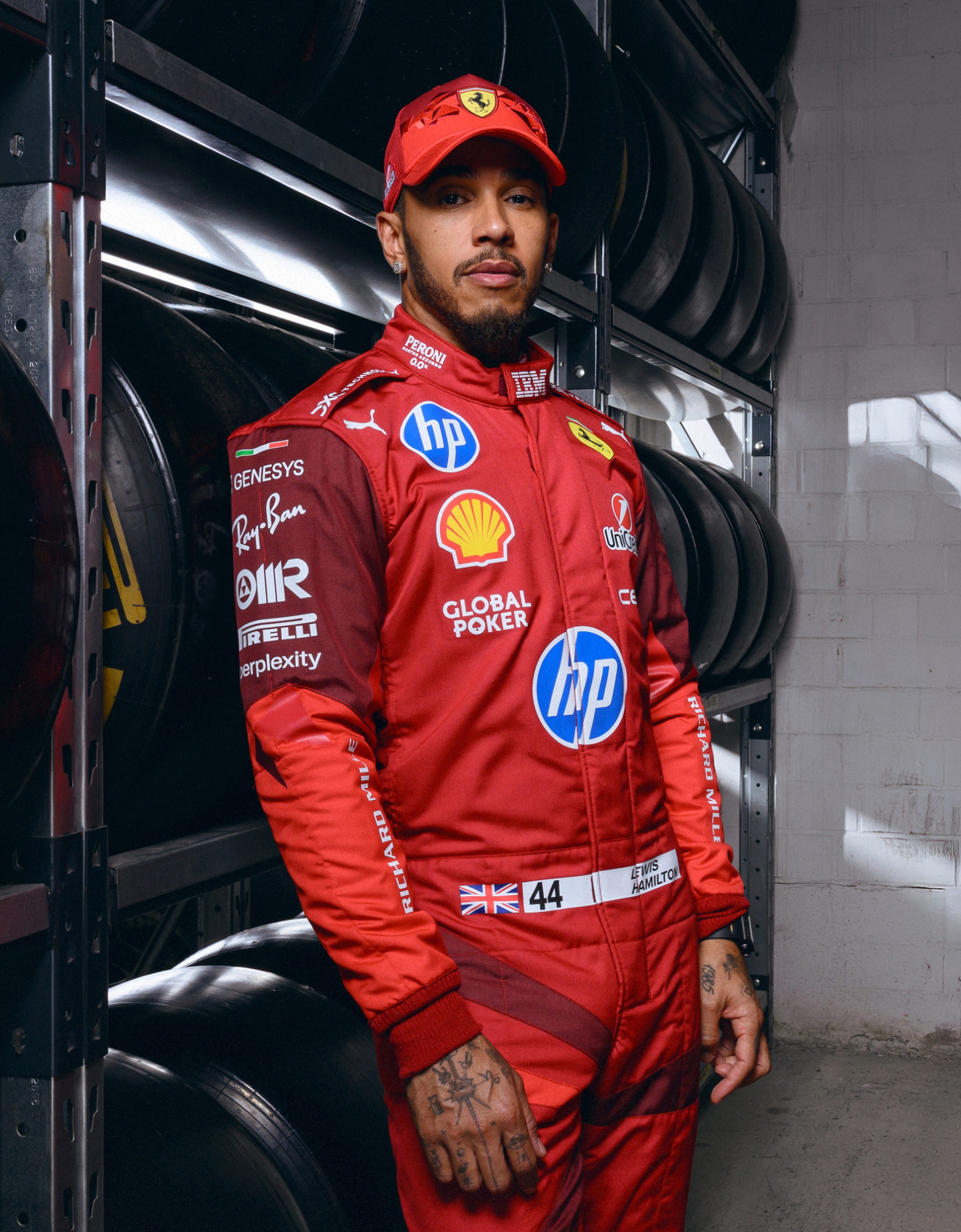  Ferrari Mono De Carrera Lewis Hamilton Puma Para Scuderia Ferrari Hp Las Vegas 2025 - Male Artículos F1 Rojo Os 