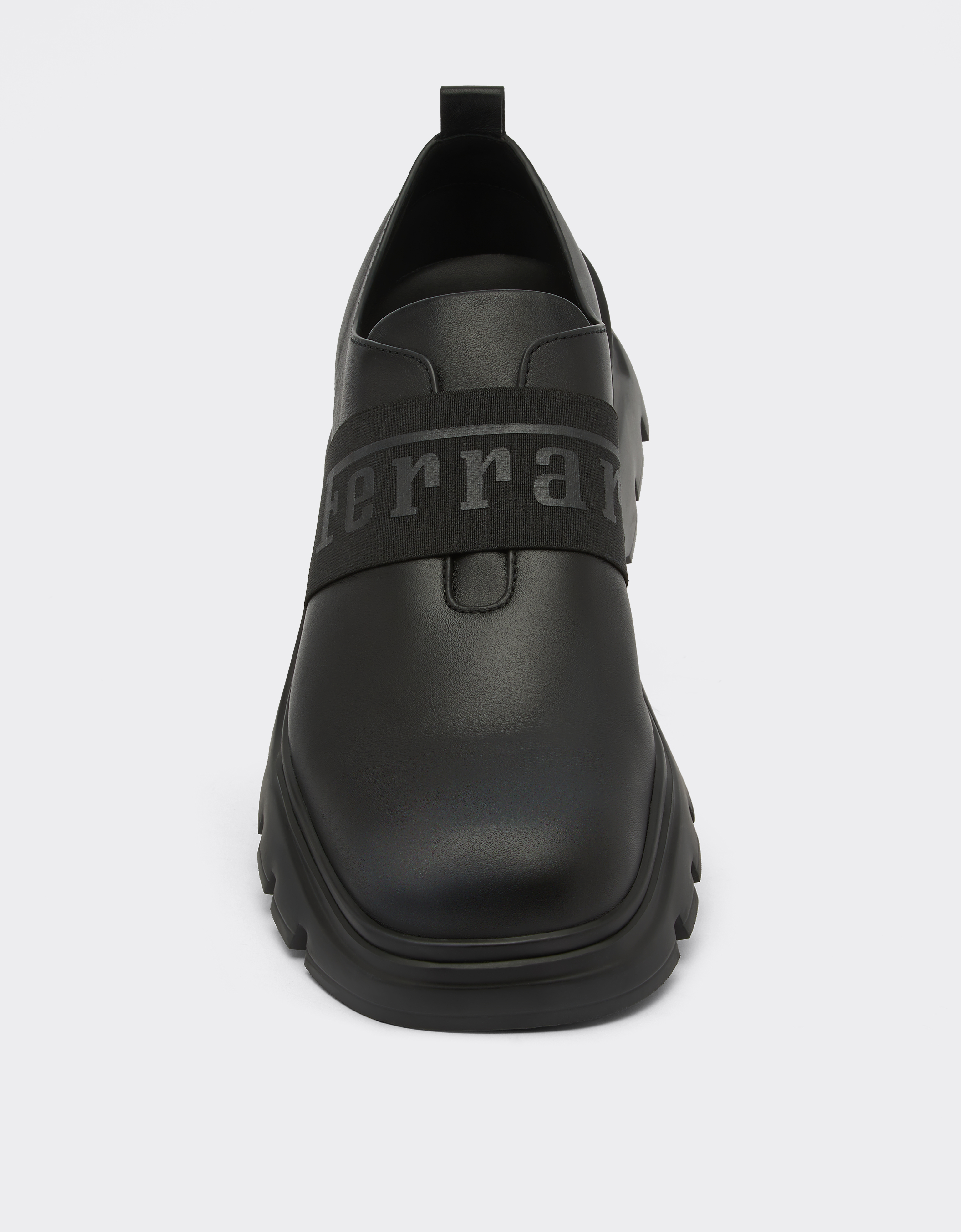 Shop Ferrari Leather Trainers With  Rubber Tape In Black