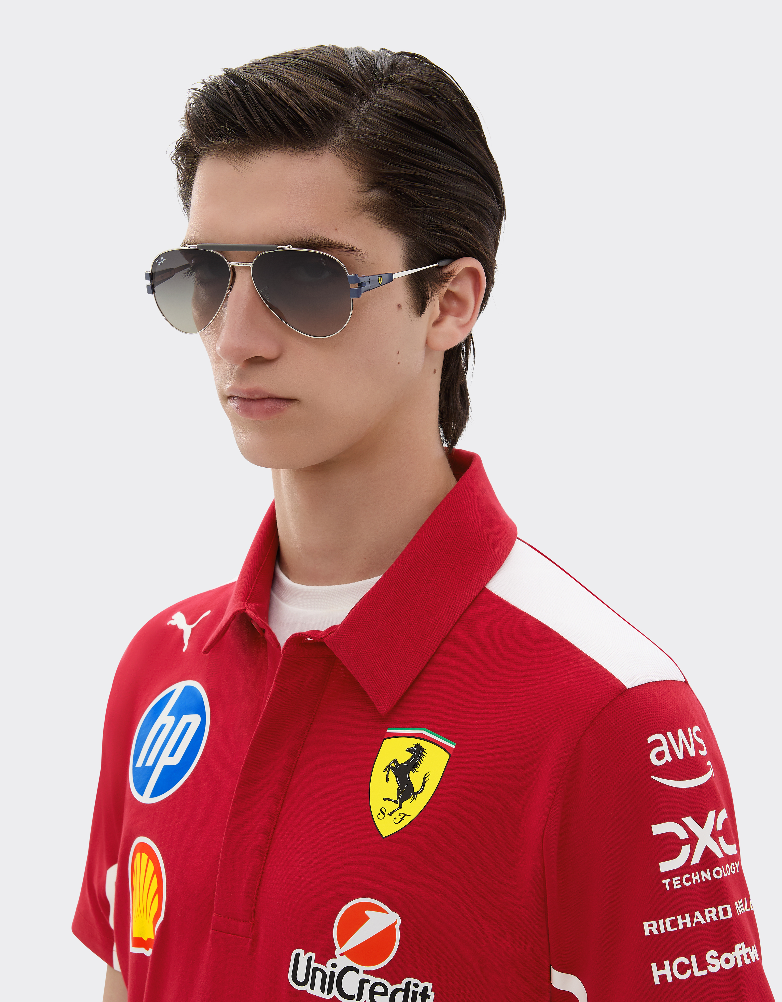 Ferrari Ray-ban For Scuderia  Rb3762m In Silver-tone And Matt Light Blue Metal With Gradient  In Silver
