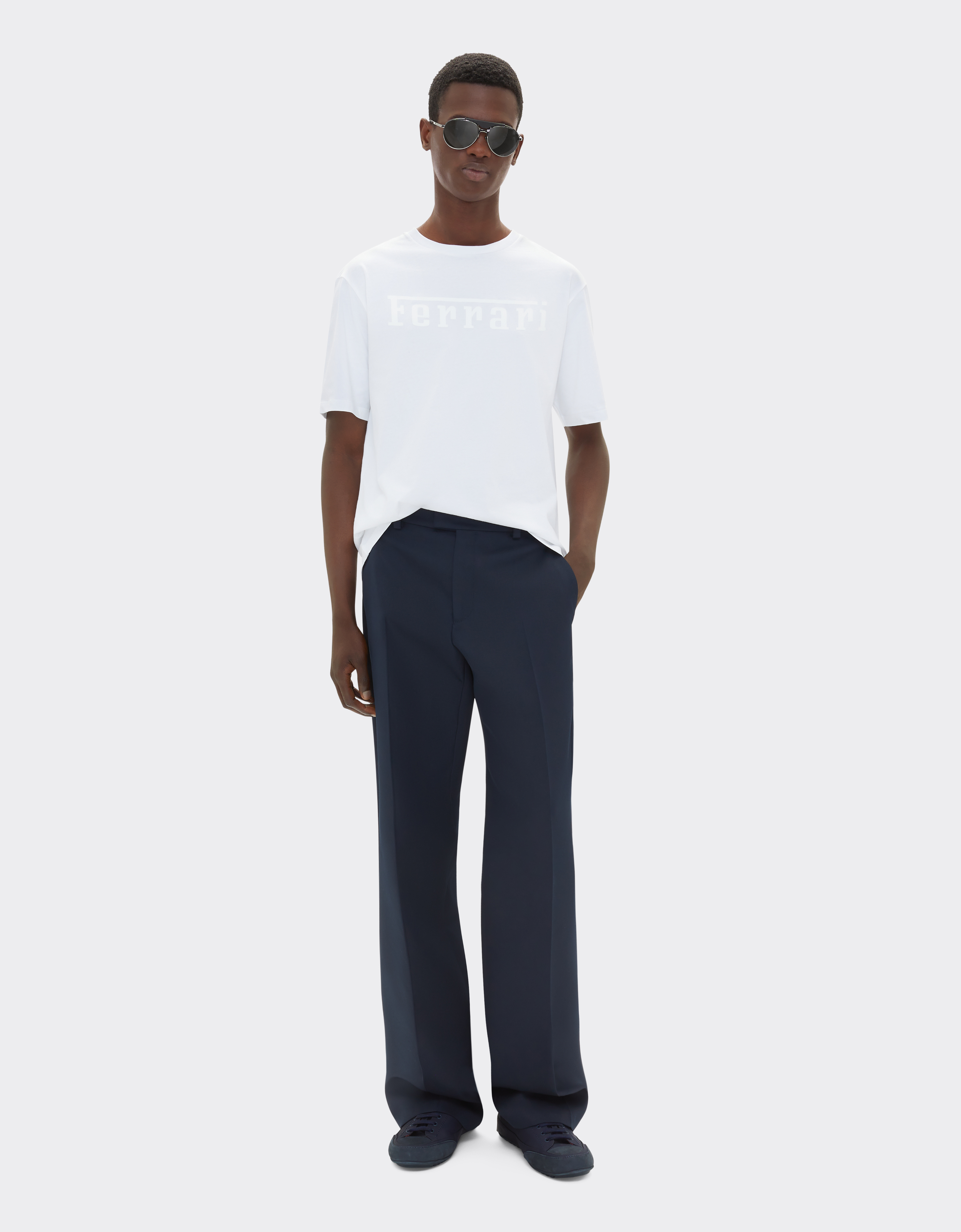 Ferrari Cotton T-shirt With Logo In Optical White