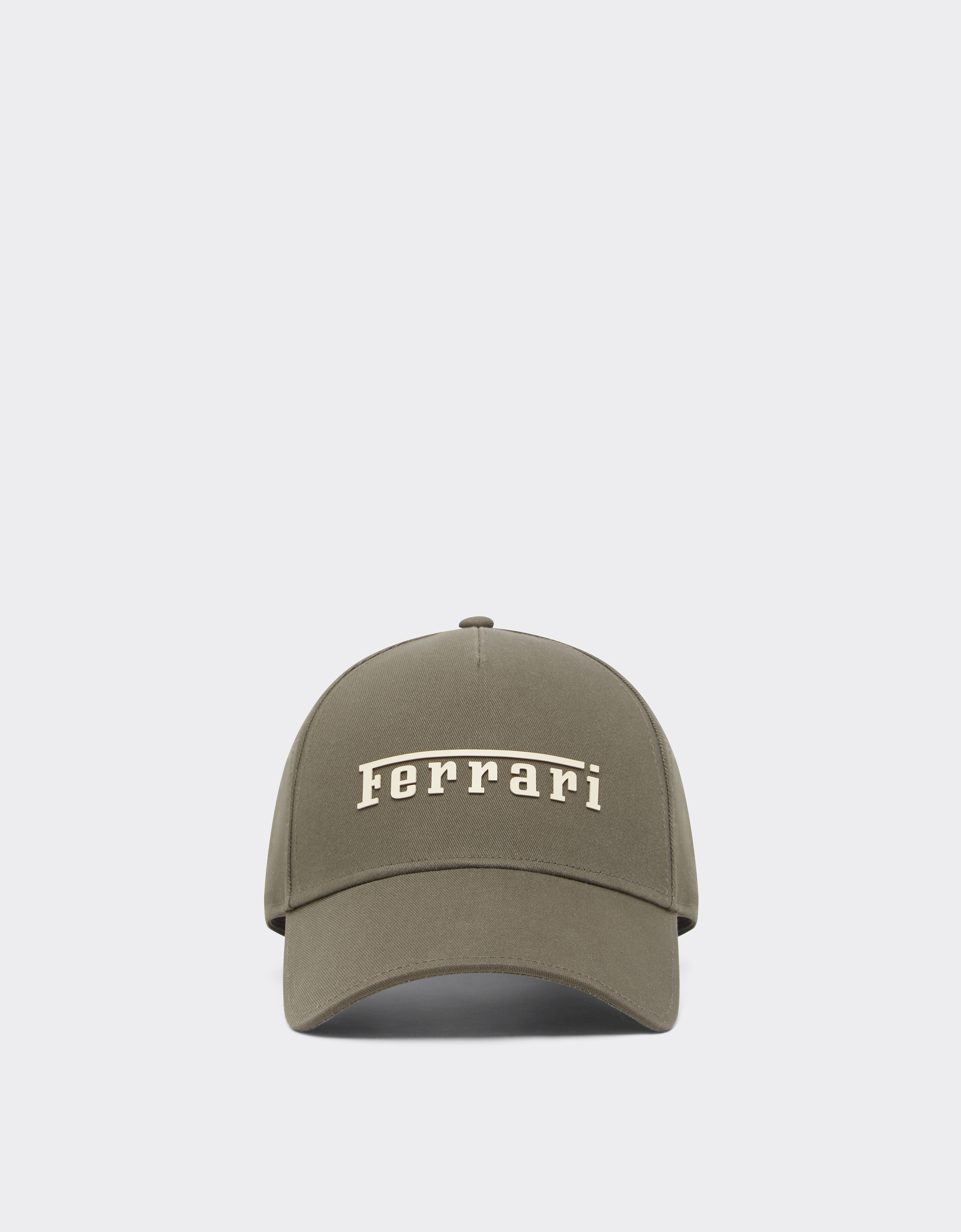 Ferrari Unisex Khaki Green Baseball Cap With Rubberized Logo - Hats Os