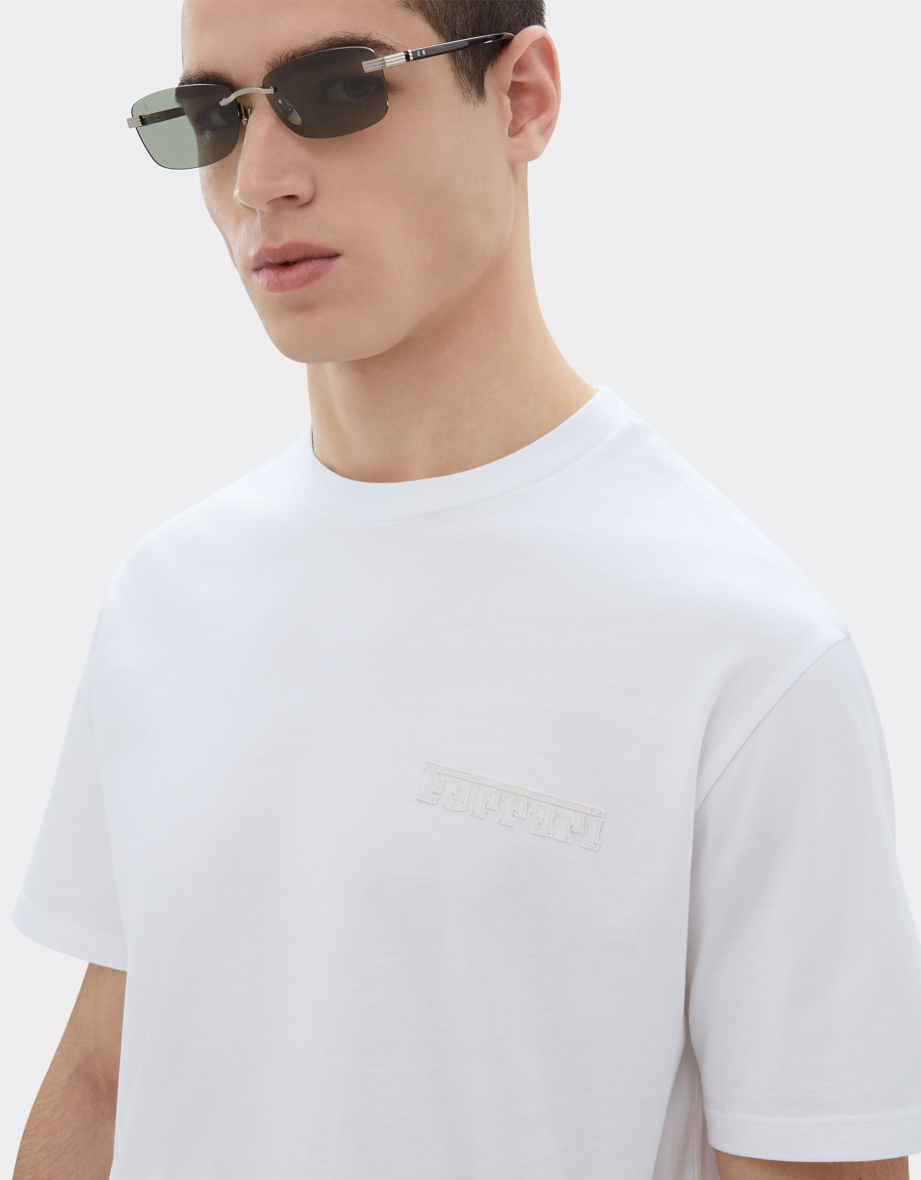 Ferrari Cotton T-shirt With  Logo In White
