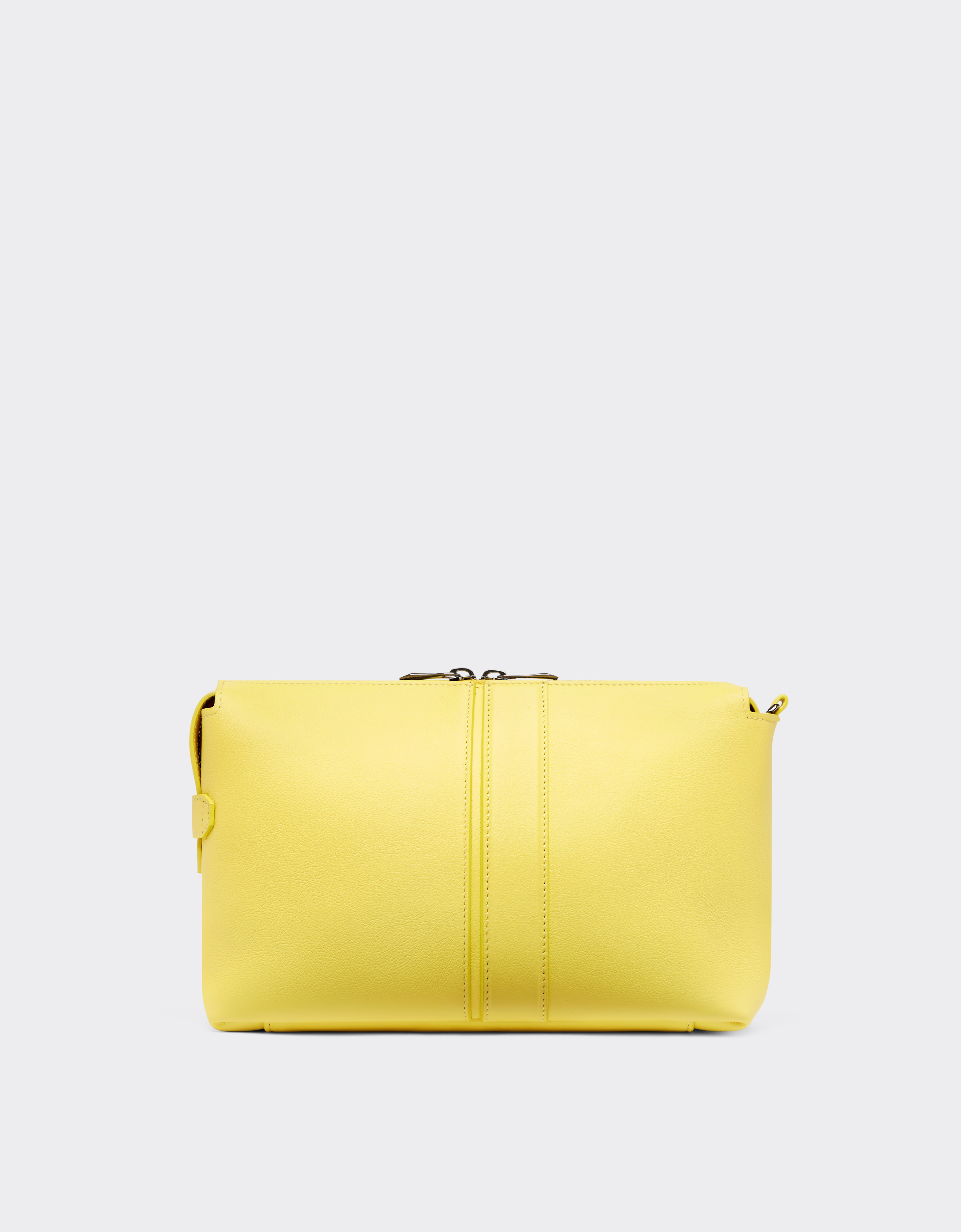 Ferrari Pouch In Tumbled Leather With Zip In Giallo Modena