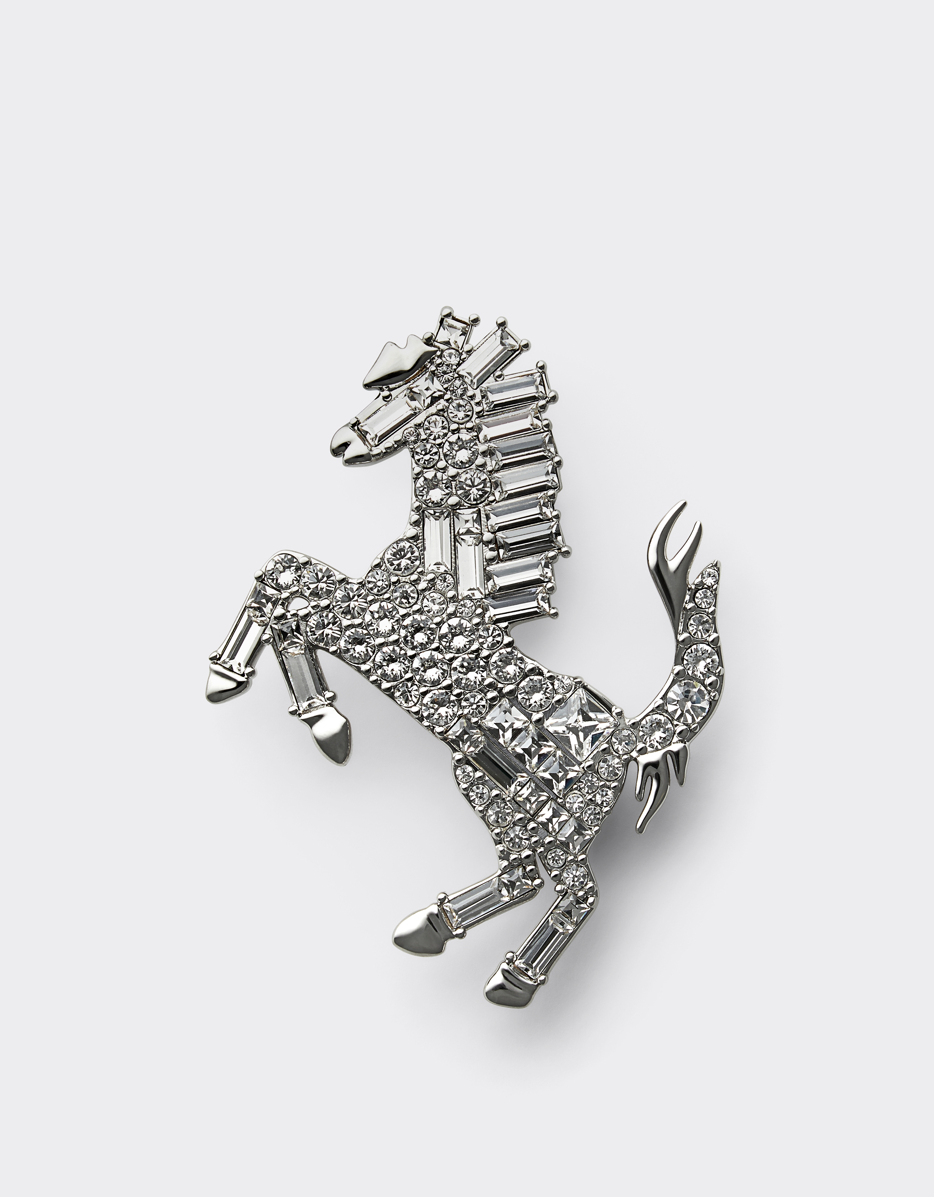 Ferrari Prancing Horse Rhinestone Brooch In Gray