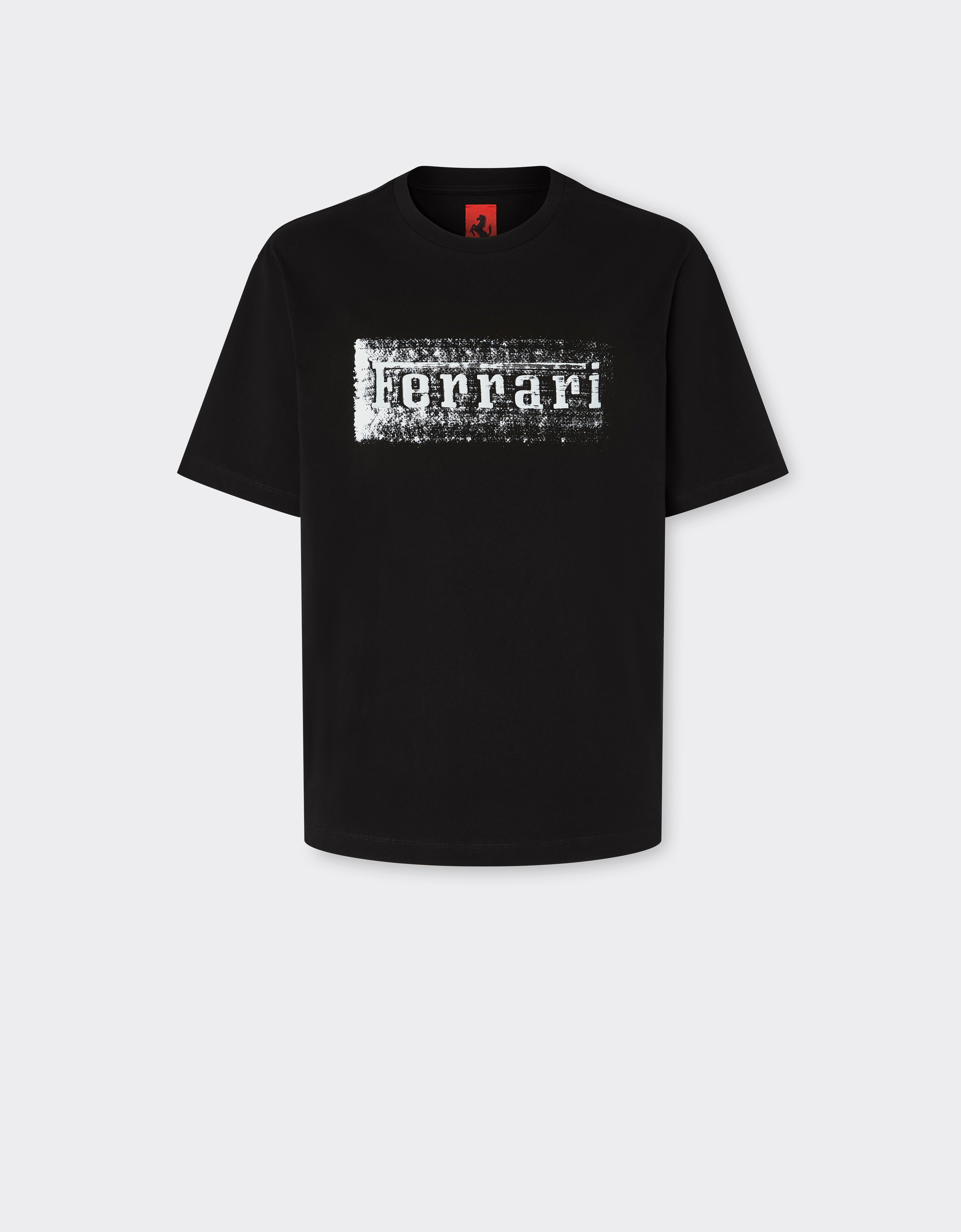 Ferrari Graphic Print Black Cotton T-shirt In Black