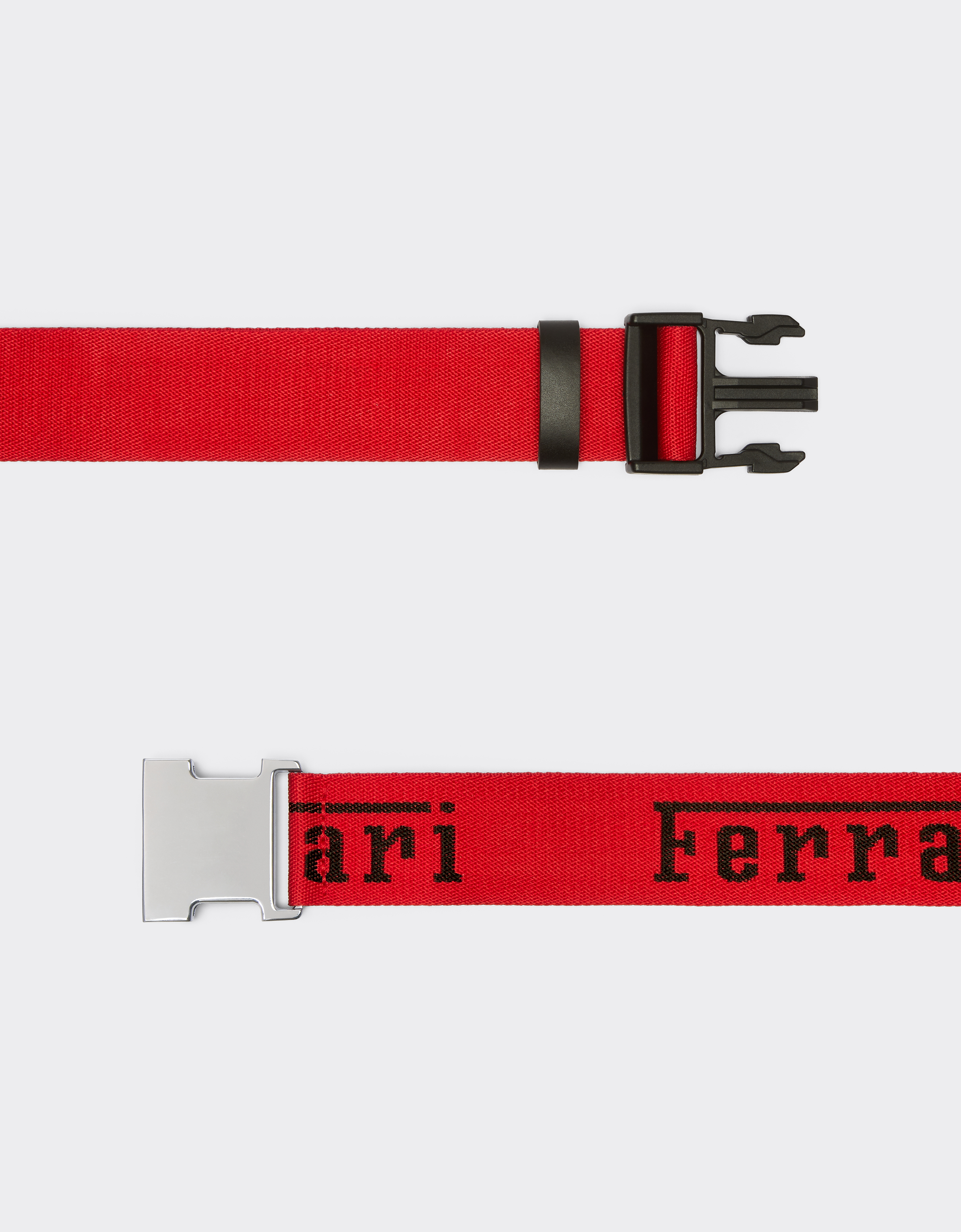 Ferrari Jacquard Belt With  Logo In Rosso Corsa