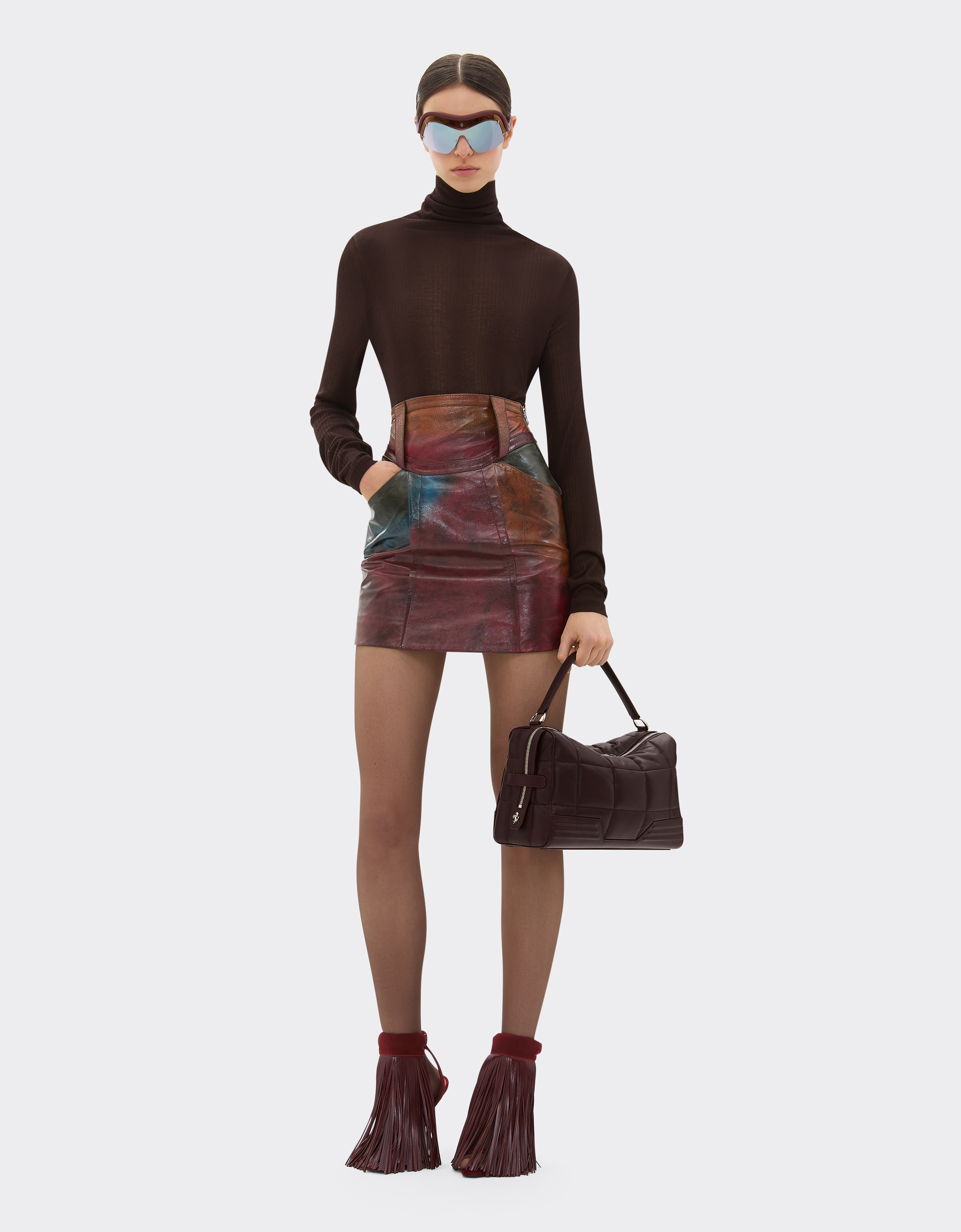 Ferrari Gt Soft Mini Bag In Quilted Leather In Brown