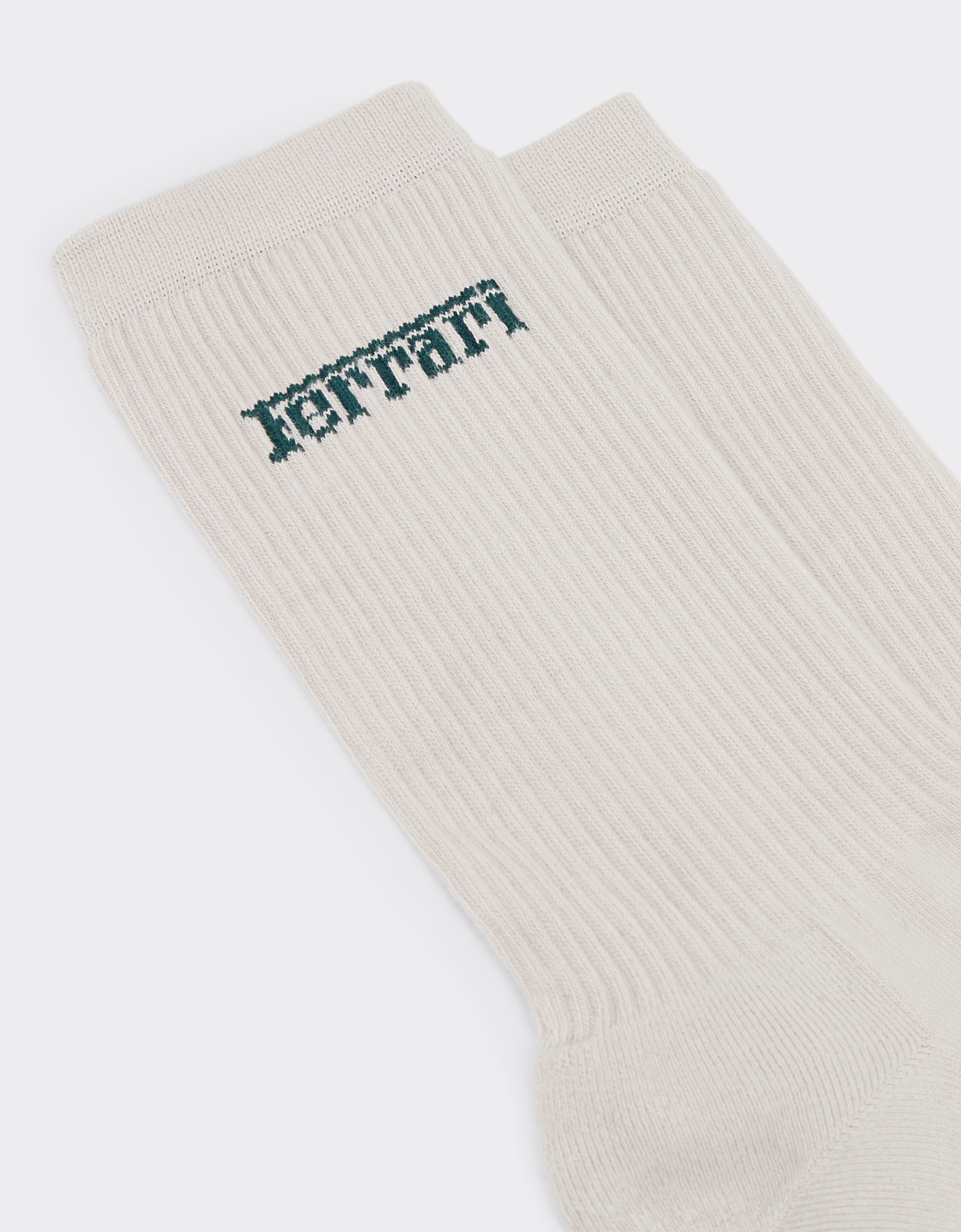 Ferrari Cotton Socks With Jacquard Logo In Ecru