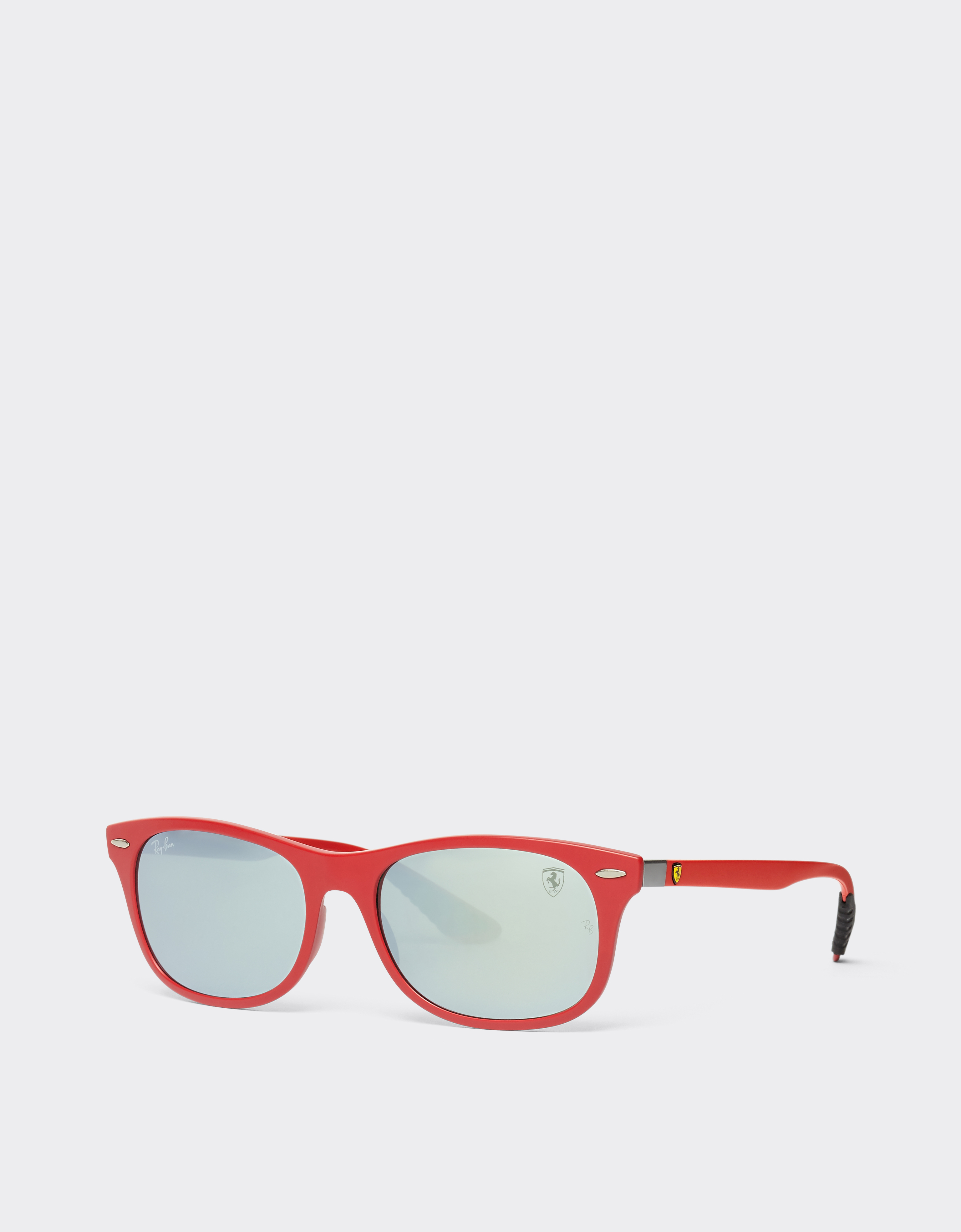 Ferrari Ray-ban For Scuderia 0rb4607m Matt Red Sunglasses With Silver Mirror Green Lenses In Red