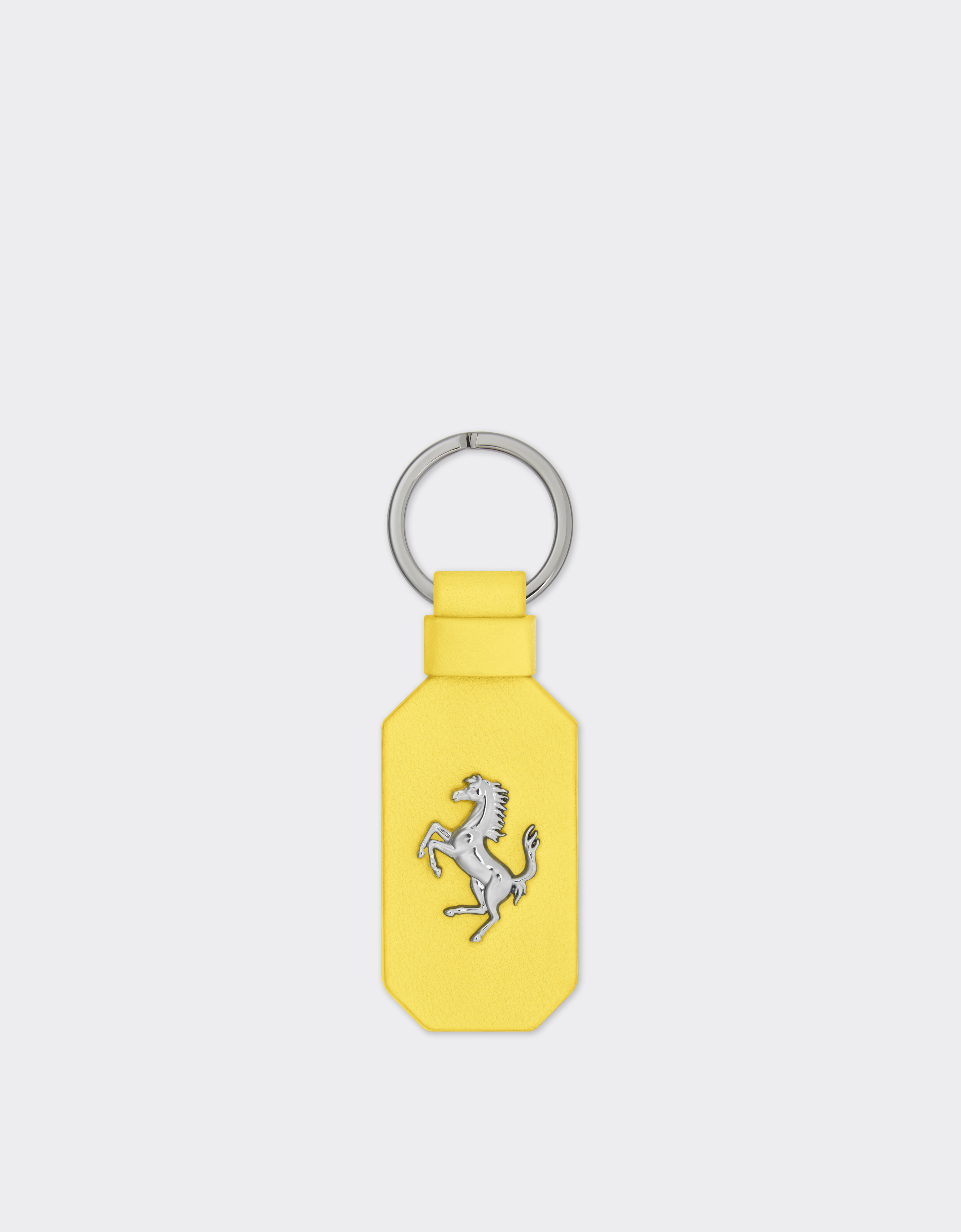 Ferrari Leather Keyring With Prancing Horse In Yellow