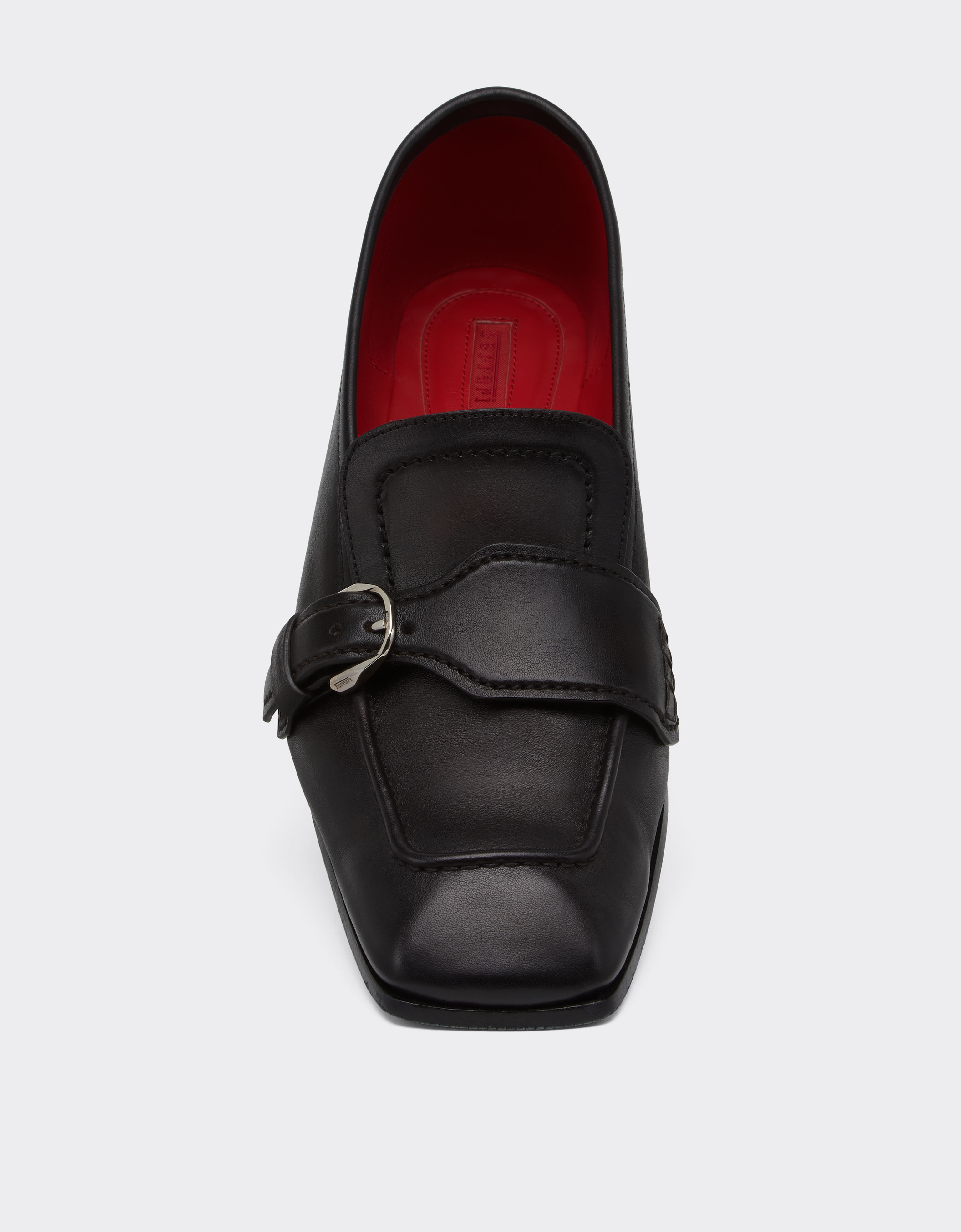 Ferrari Buffered Leather Loafers In Brown