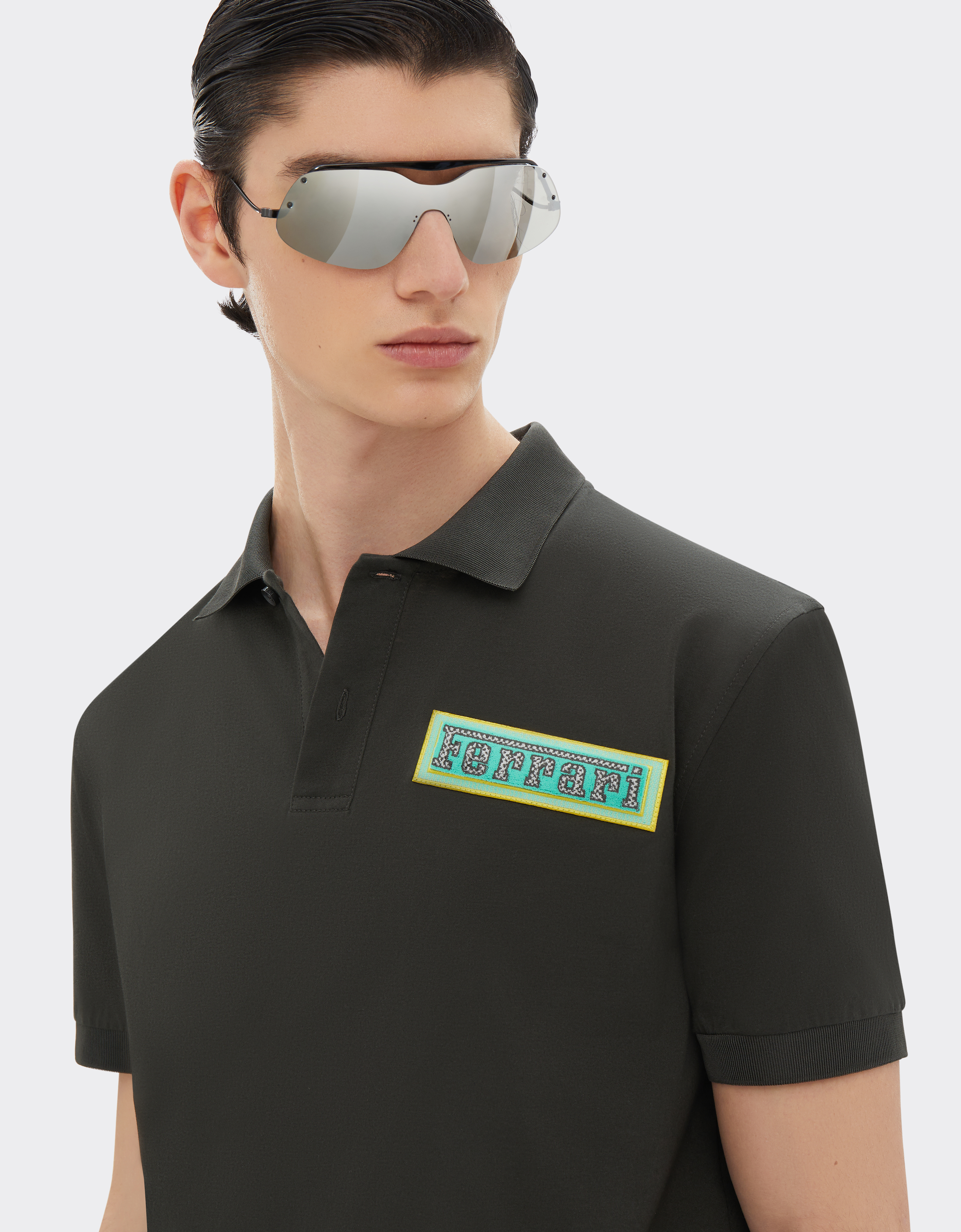 Ferrari Miami Collection Cotton Polo Shirt In Ingrid