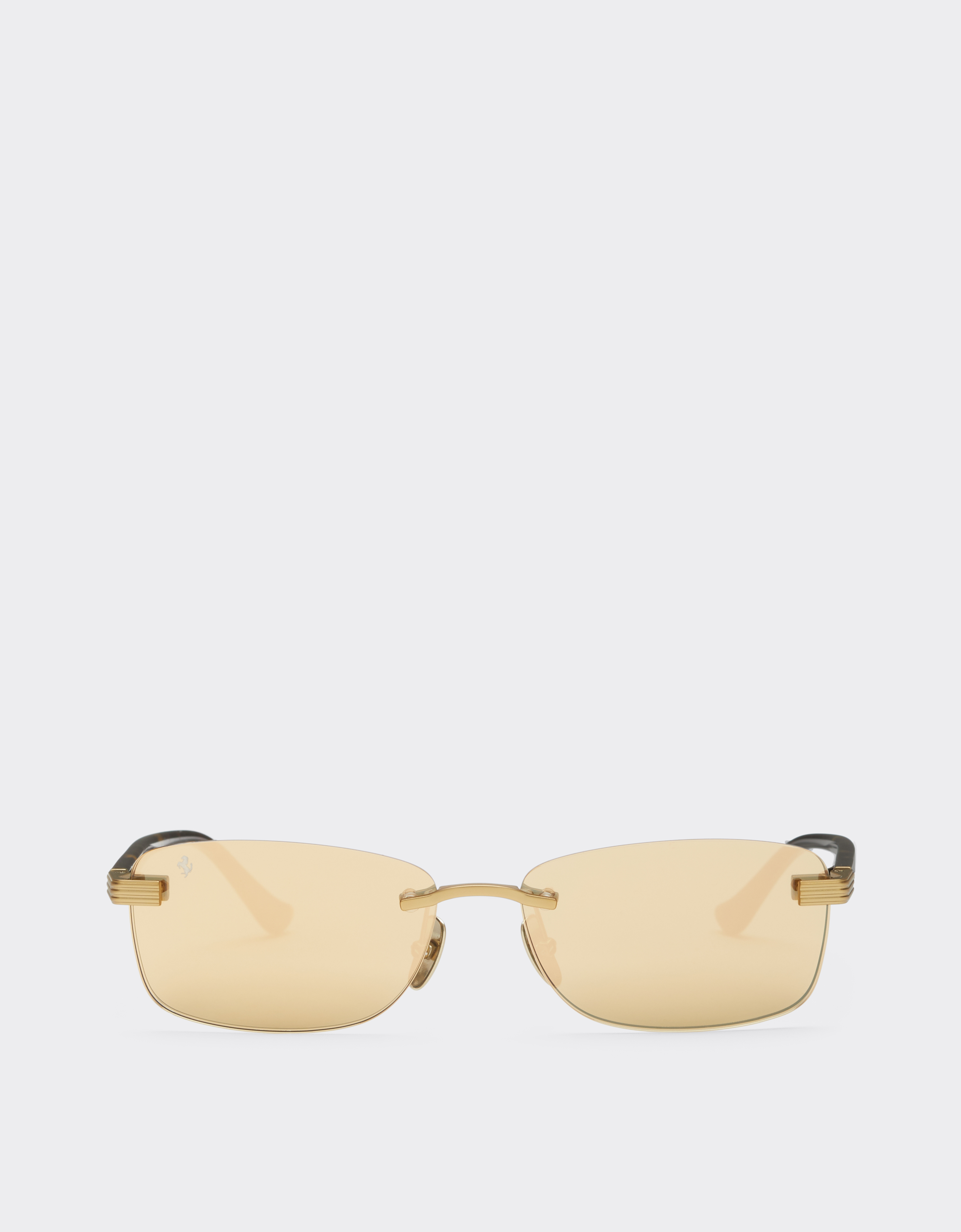 Ferrari Unisex Oro Sunglasses In Matte Gold Titanium And Acetate With Transparent Gold Mirrored Lenses - Sunglasses Os