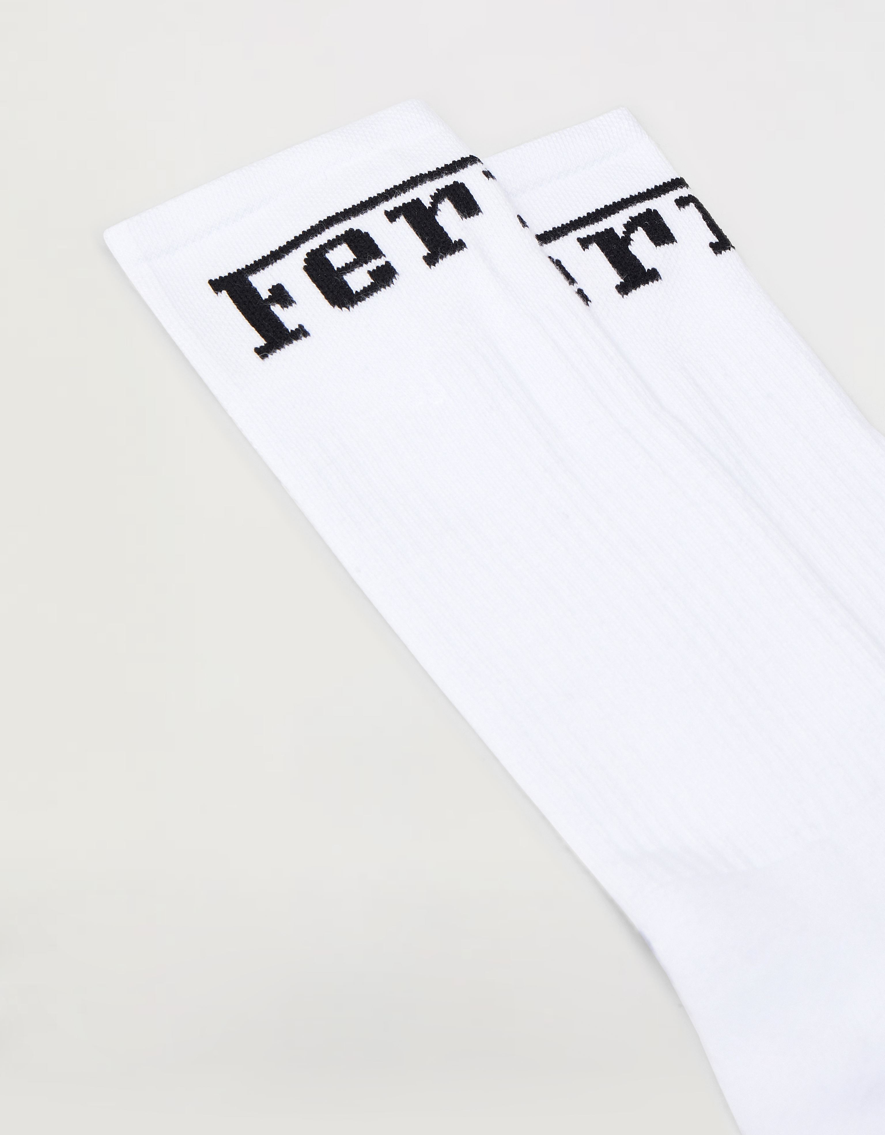 Ferrari Cotton Blend Socks With Logo In Optical White