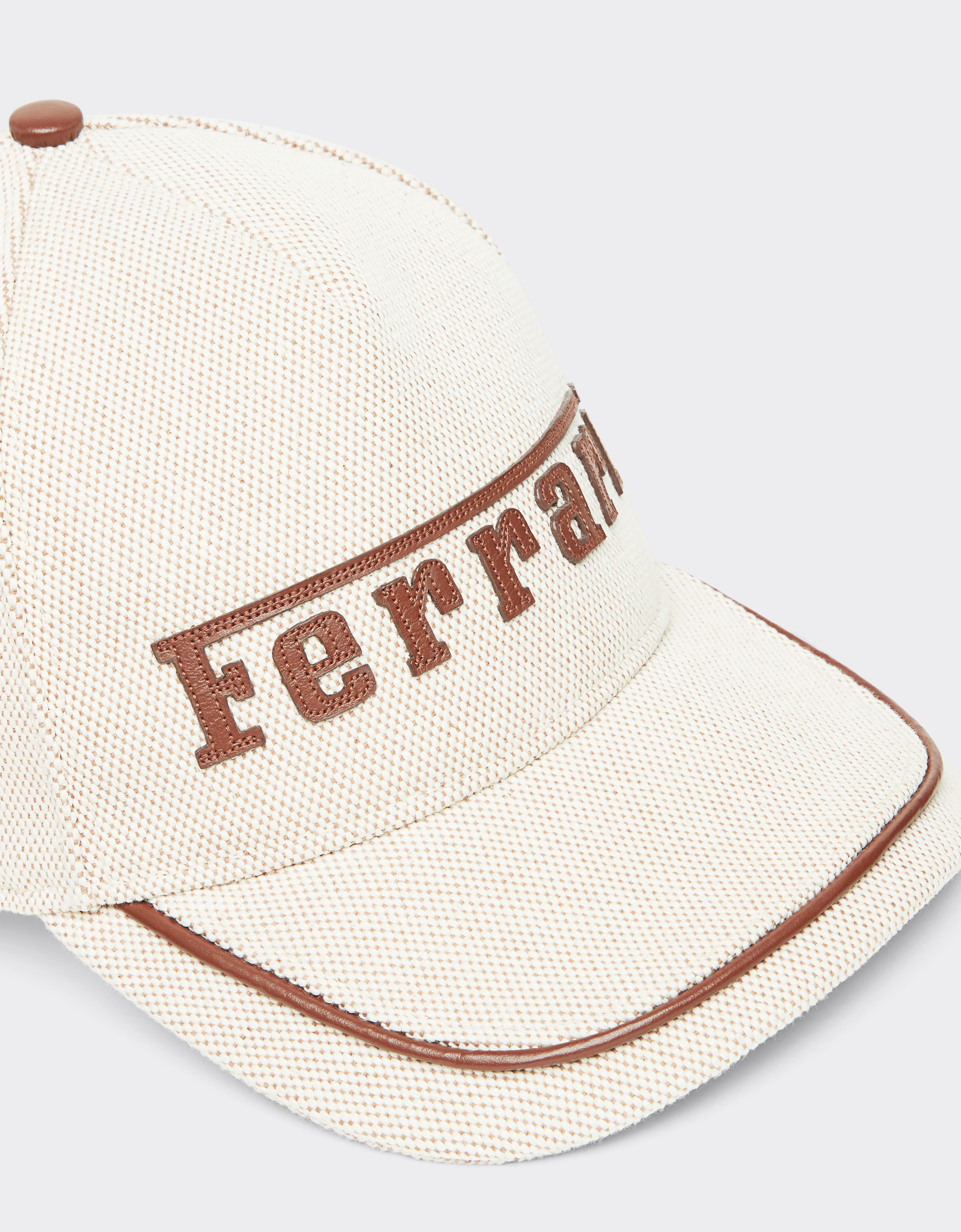 Ferrari Baseball Cap With Embroidered  Logo And Leather Details In Hide
