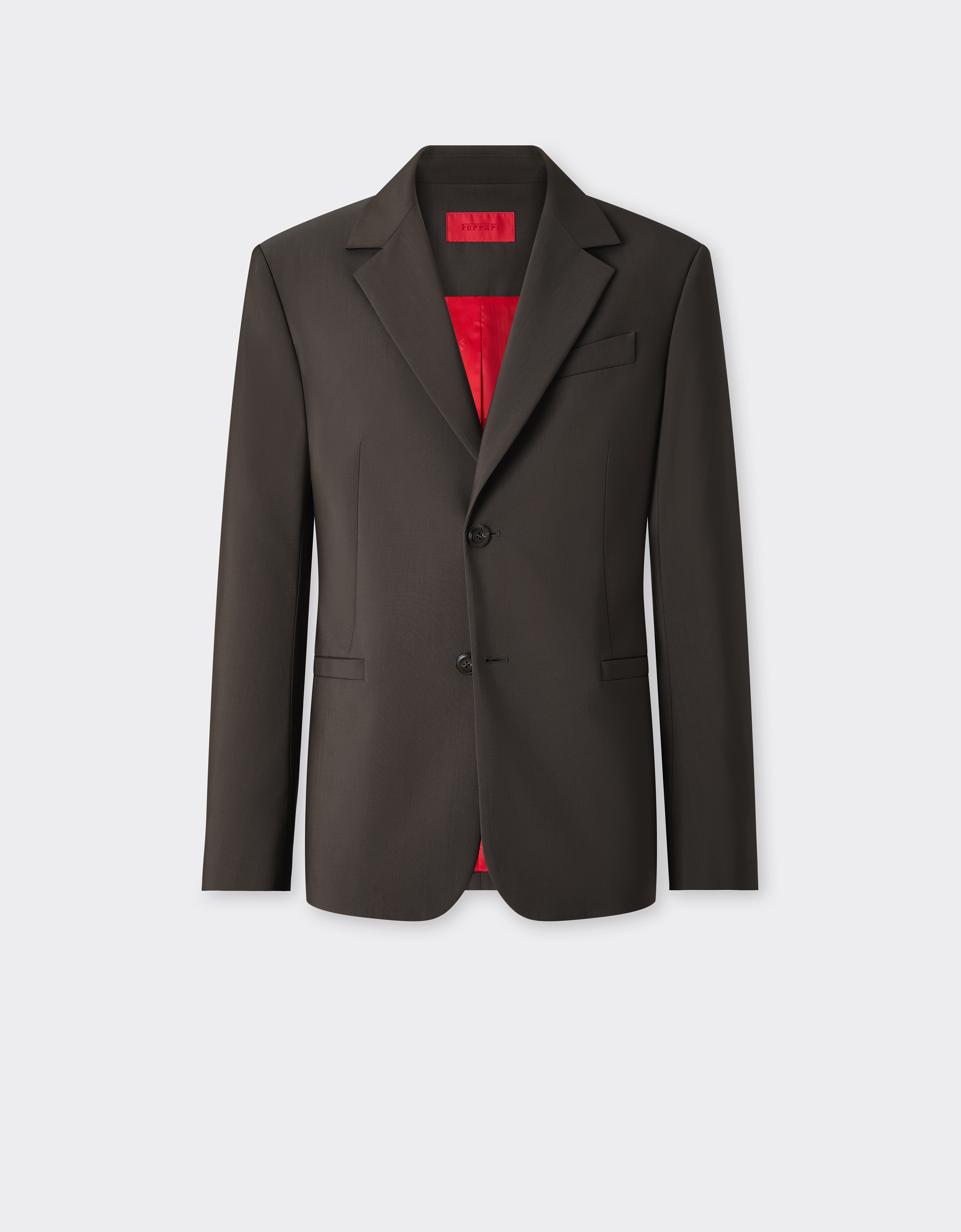 Ferrari Men's Dark Brown Blazer In Cool Q-Cycle® Wool - Jackets & Outerwear 46