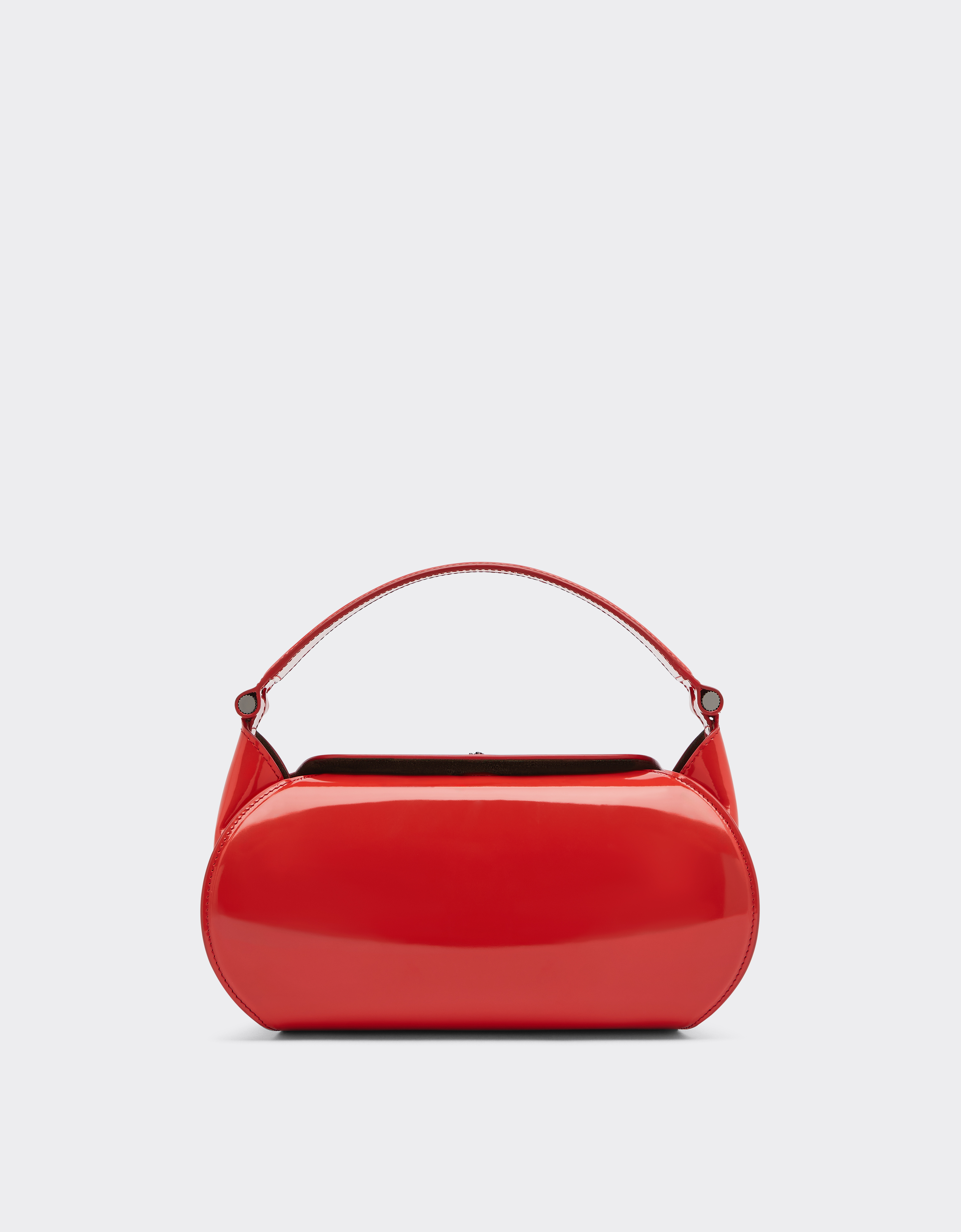 Ferrari Handbag In Glossy Brushed Leather In Rosso Dino