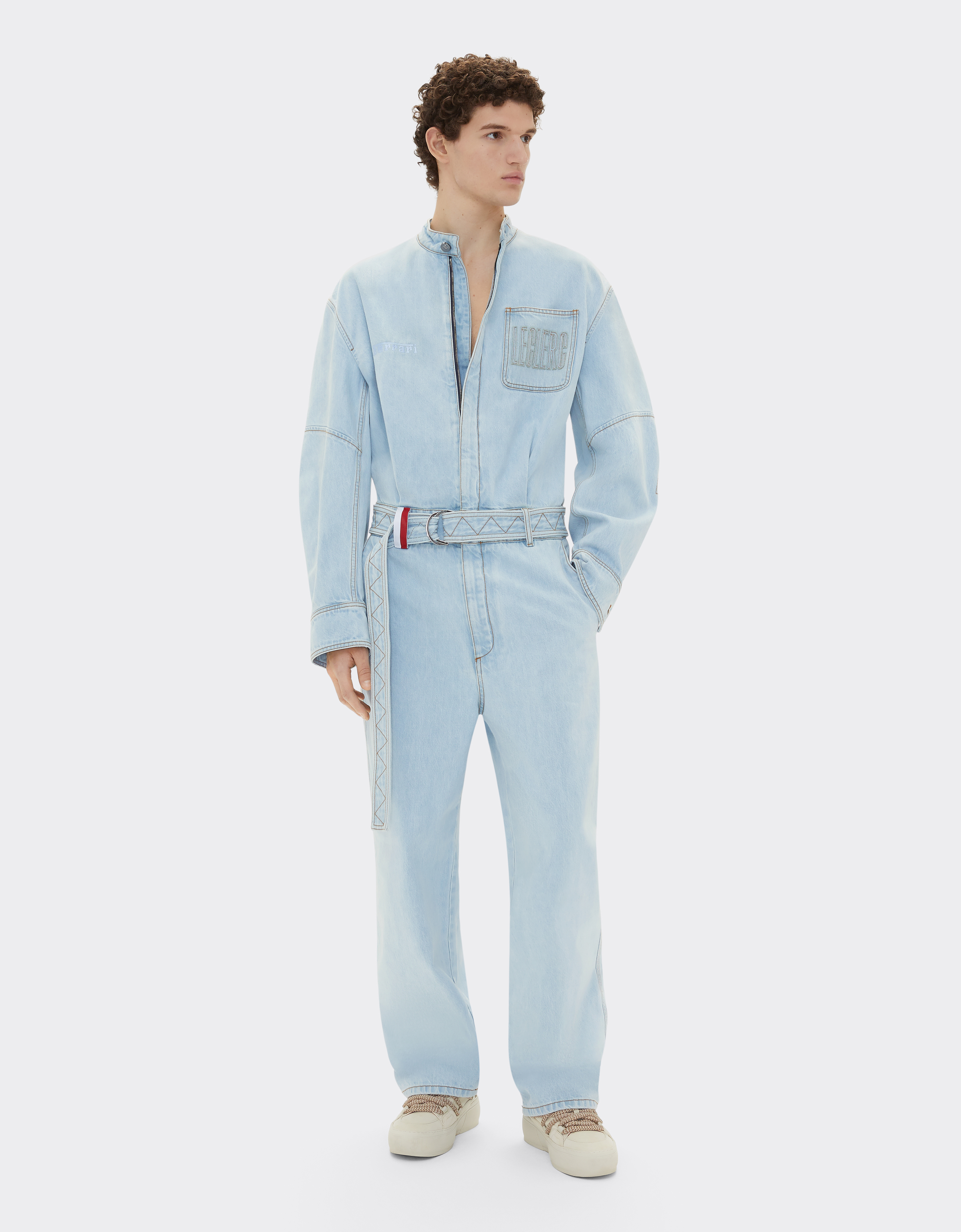 Ferrari X Charles Leclerc Stone-washed Denim Jumpsuit