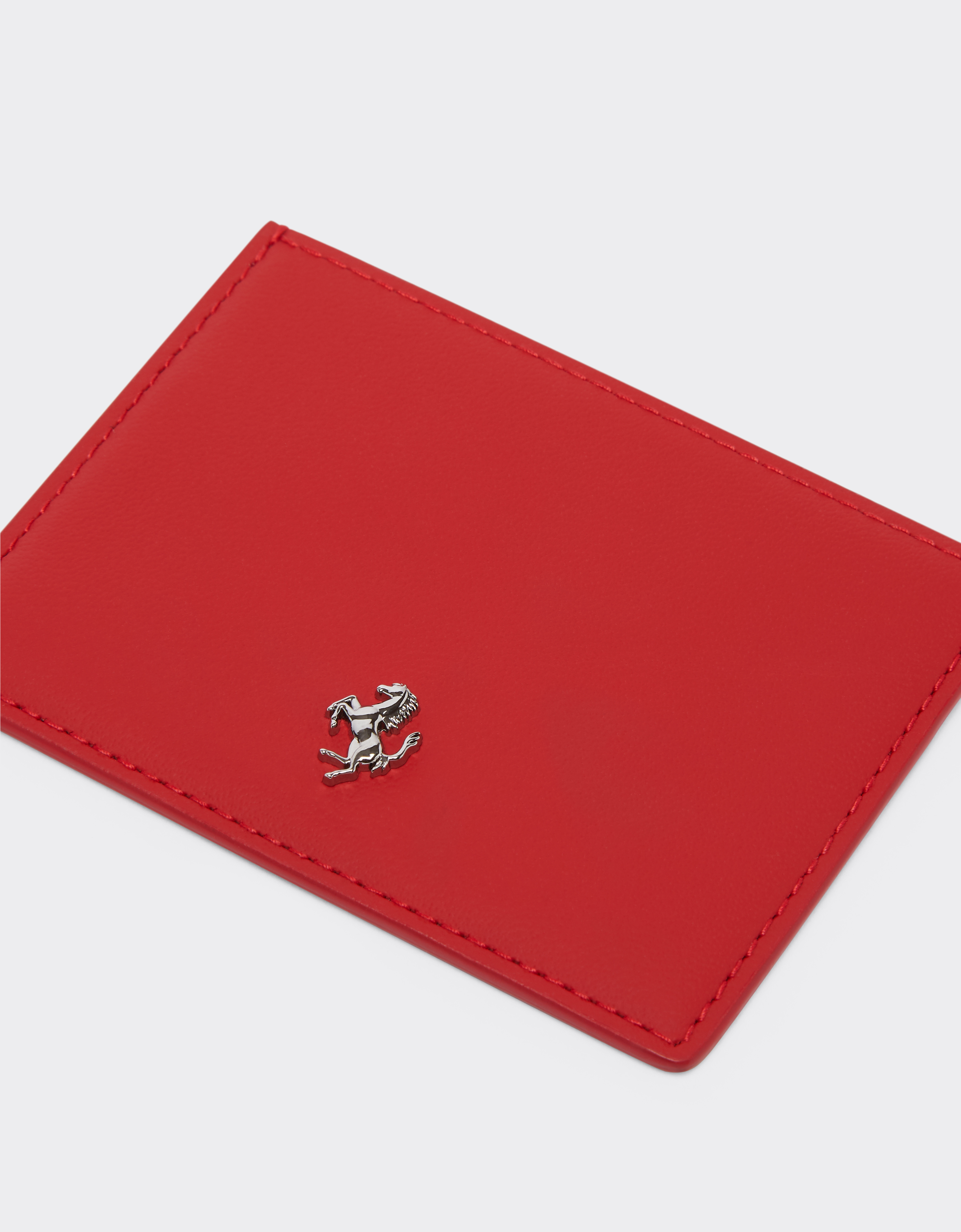 Ferrari Second Life Leather Card Case In Rosso Dino