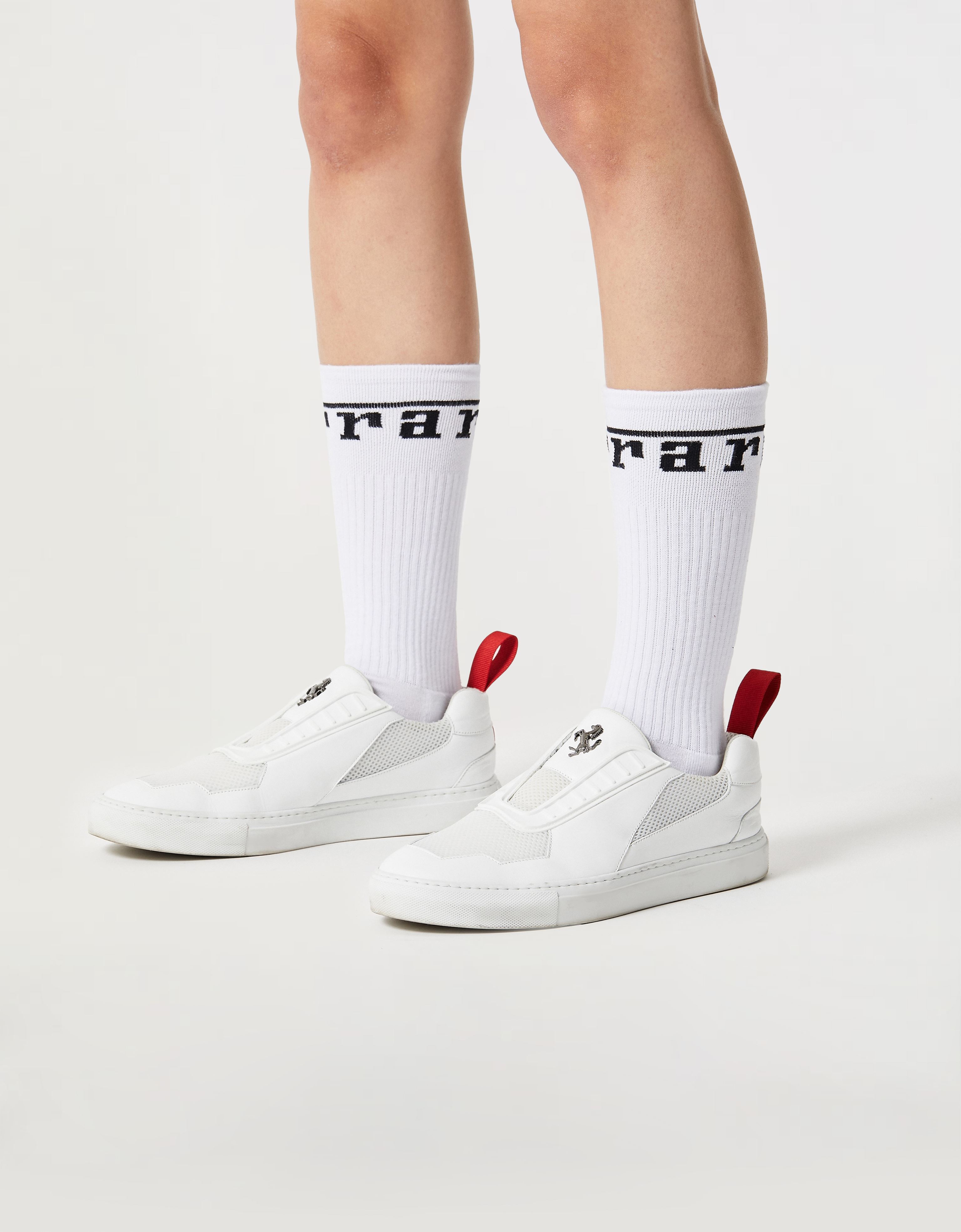 Ferrari Cotton Blend Socks With Logo In Optical White