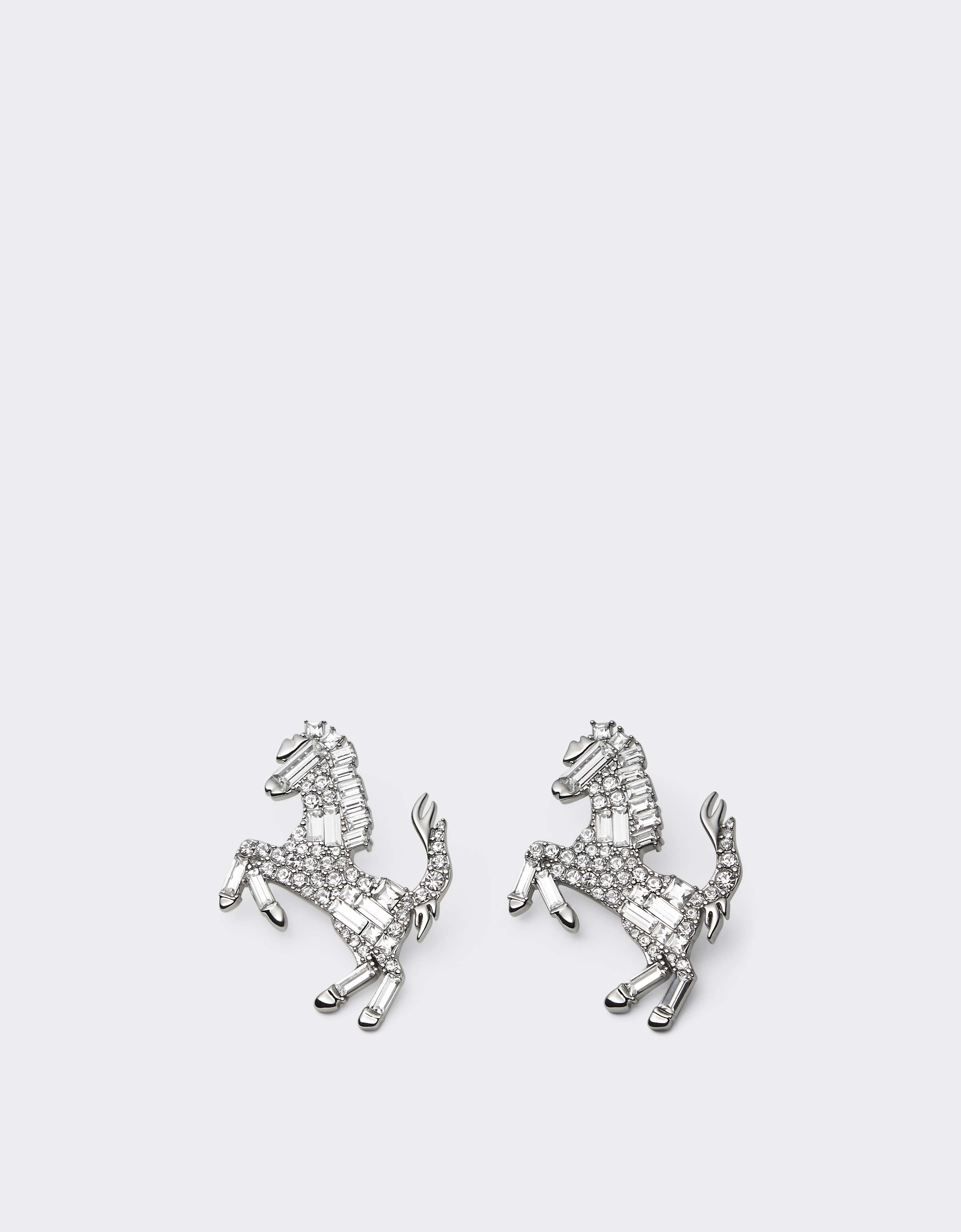Ferrari Prancing Horse Rhinestone Earrings In Gray