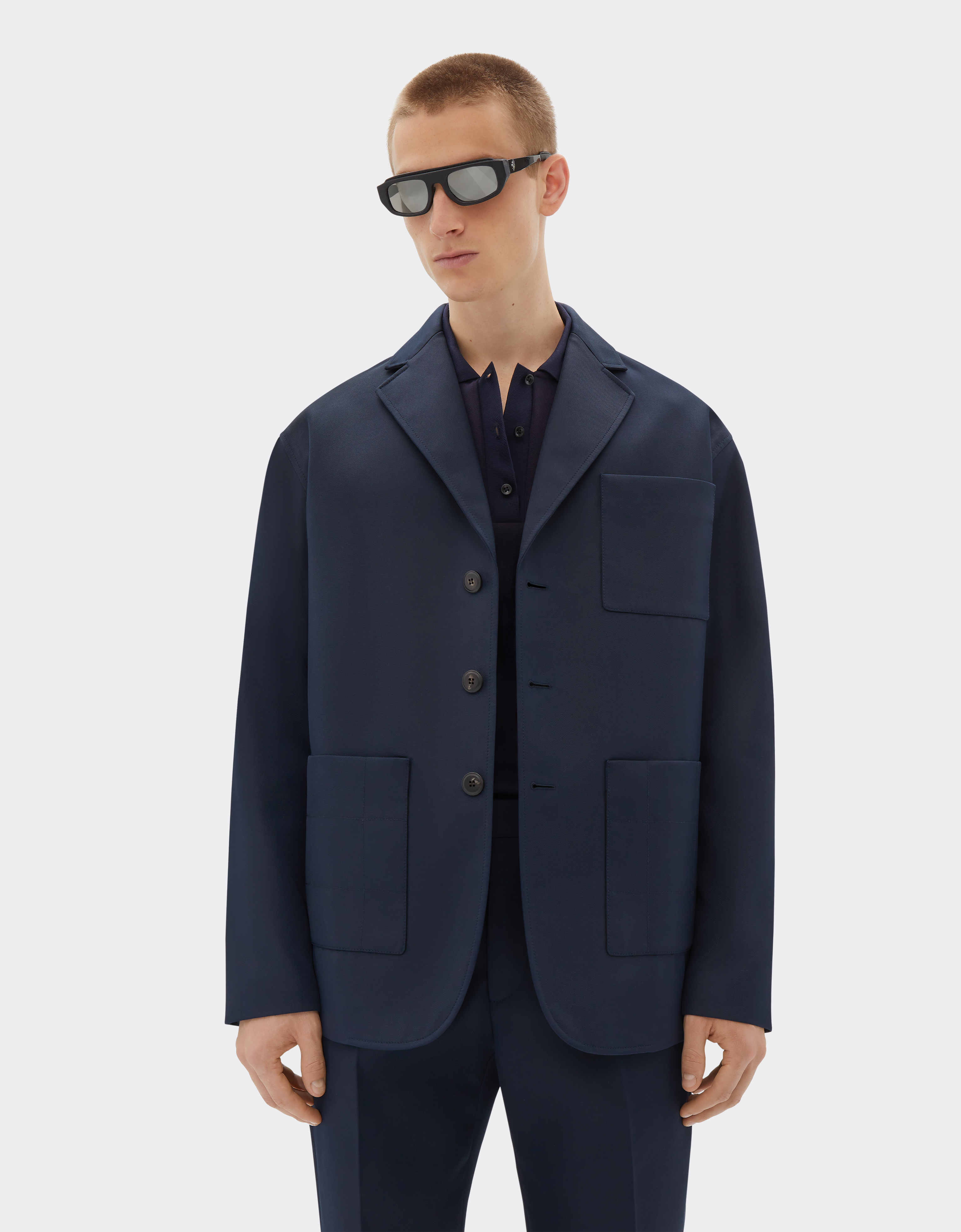 Ferrari Blazer In Two-tone Double-sided Tech Fabric In Navy