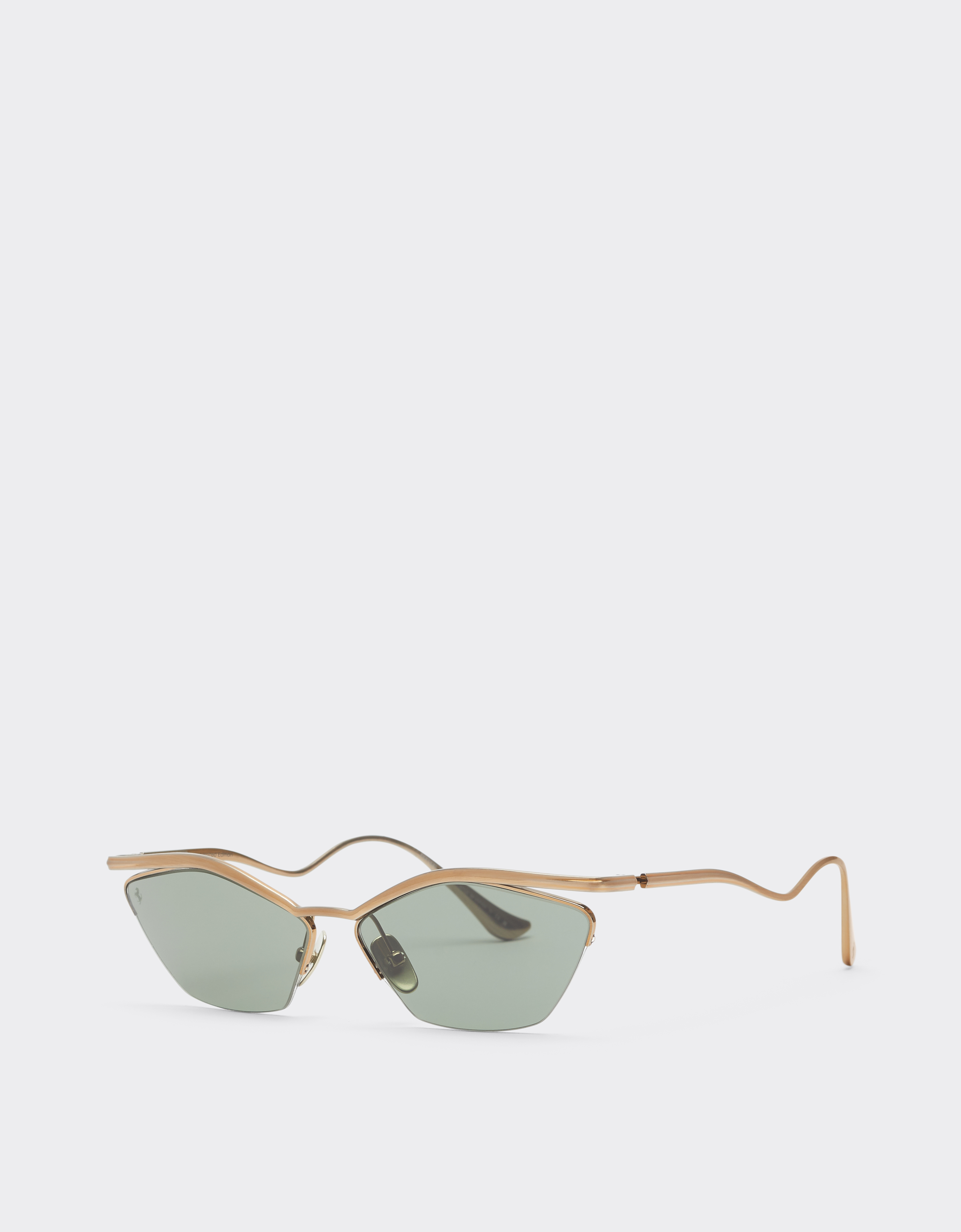  Ferrari Ferrari-sonnenbrille Aus Glänzendem Goldfarbenem Titan Mit Dunkelgrünen Gläsern - Female Sonnenbrillen Oro Os 