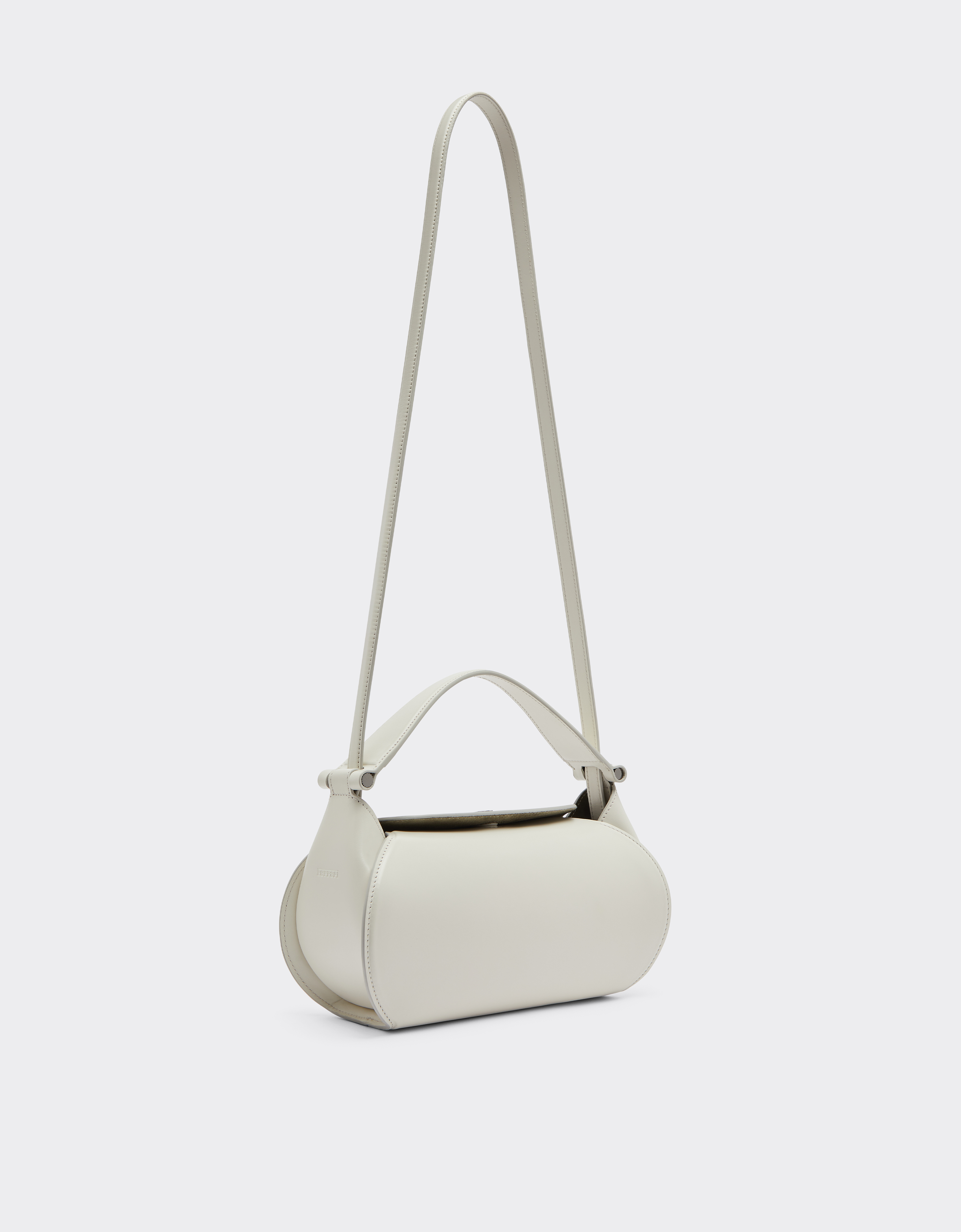 Ferrari Dino Leather Bag With Shoulder Strap In Ecru