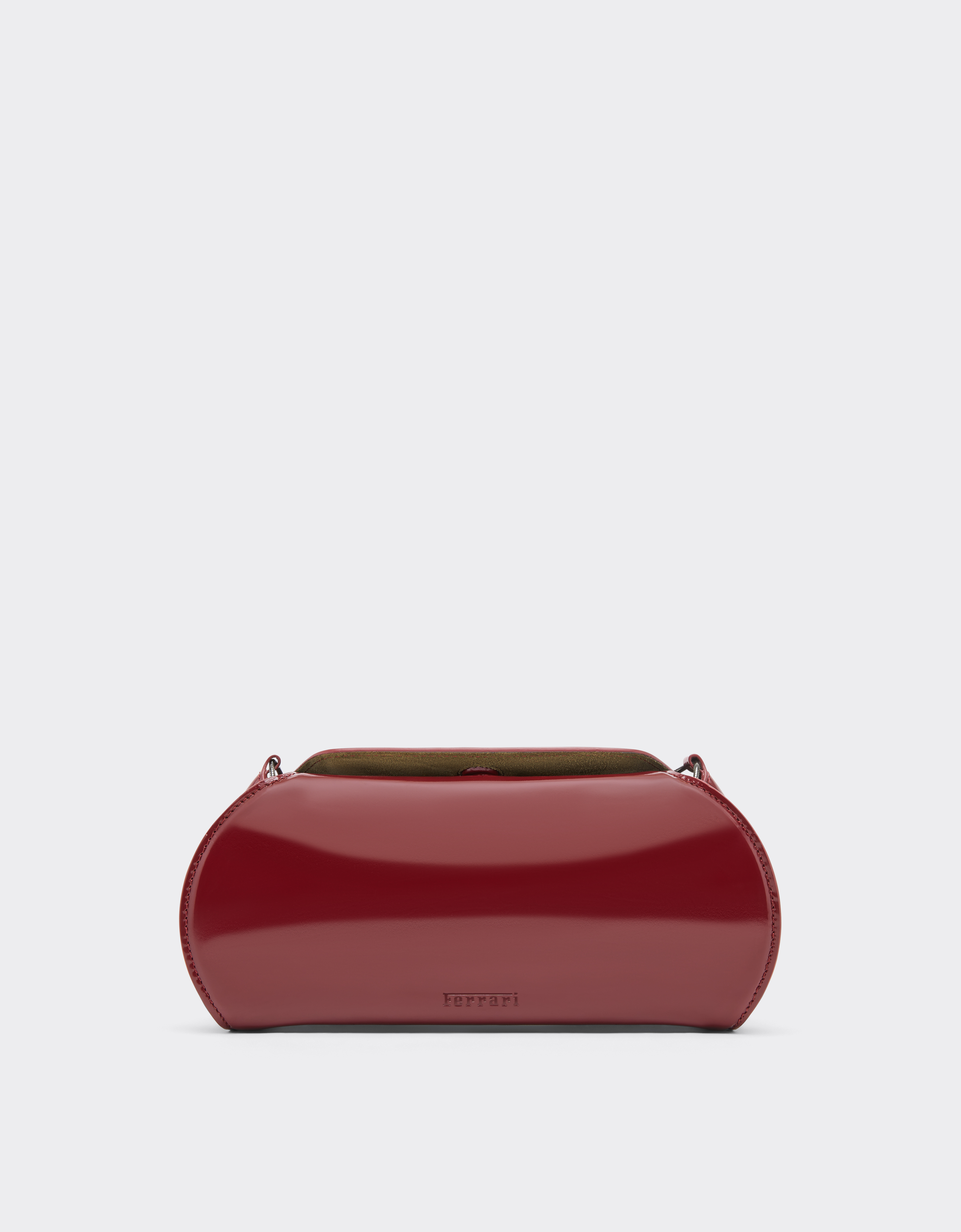 Ferrari Dino Leather Wallet With Shoulder Strap In Red