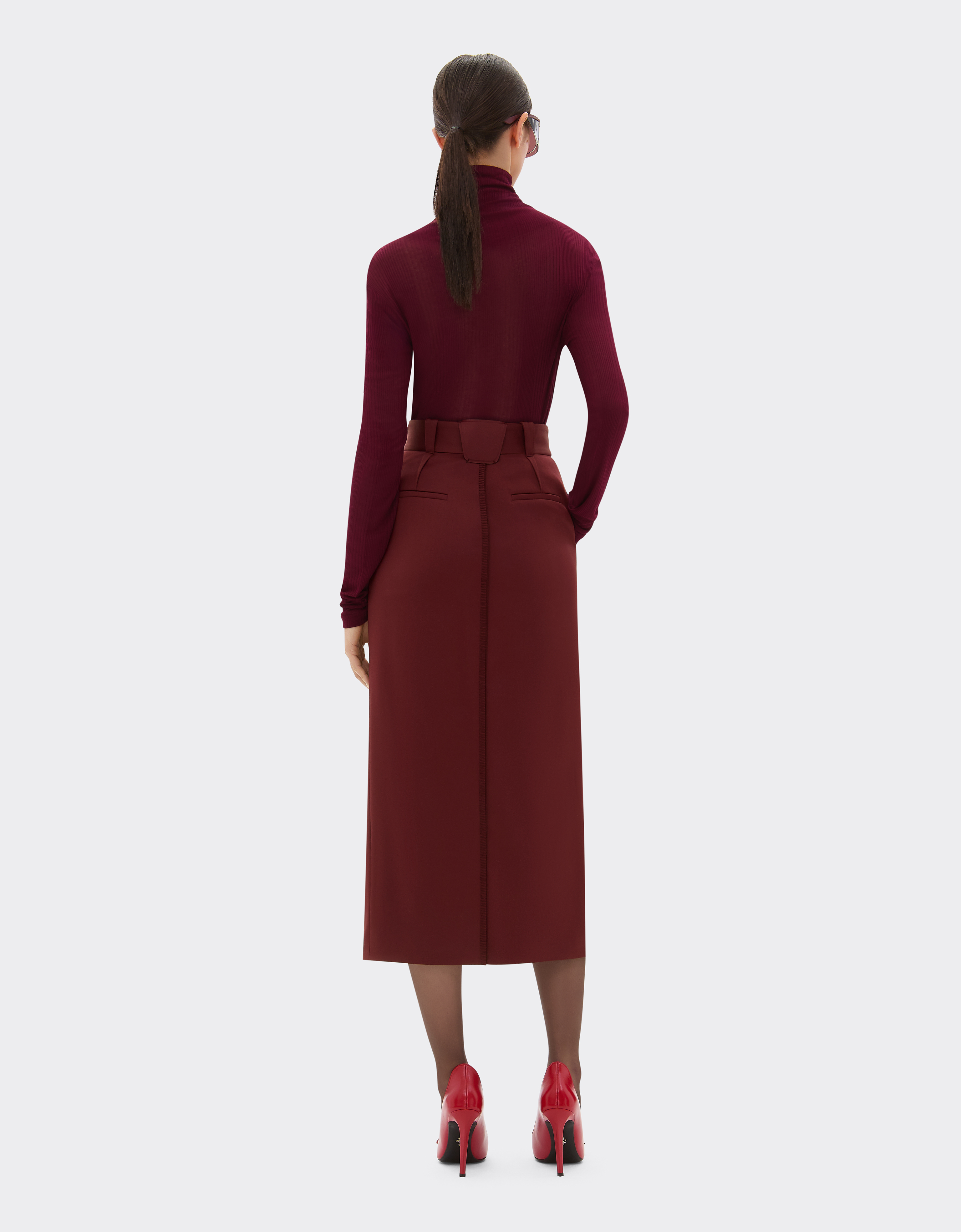 Ferrari Wool Satin Skirt In Brown