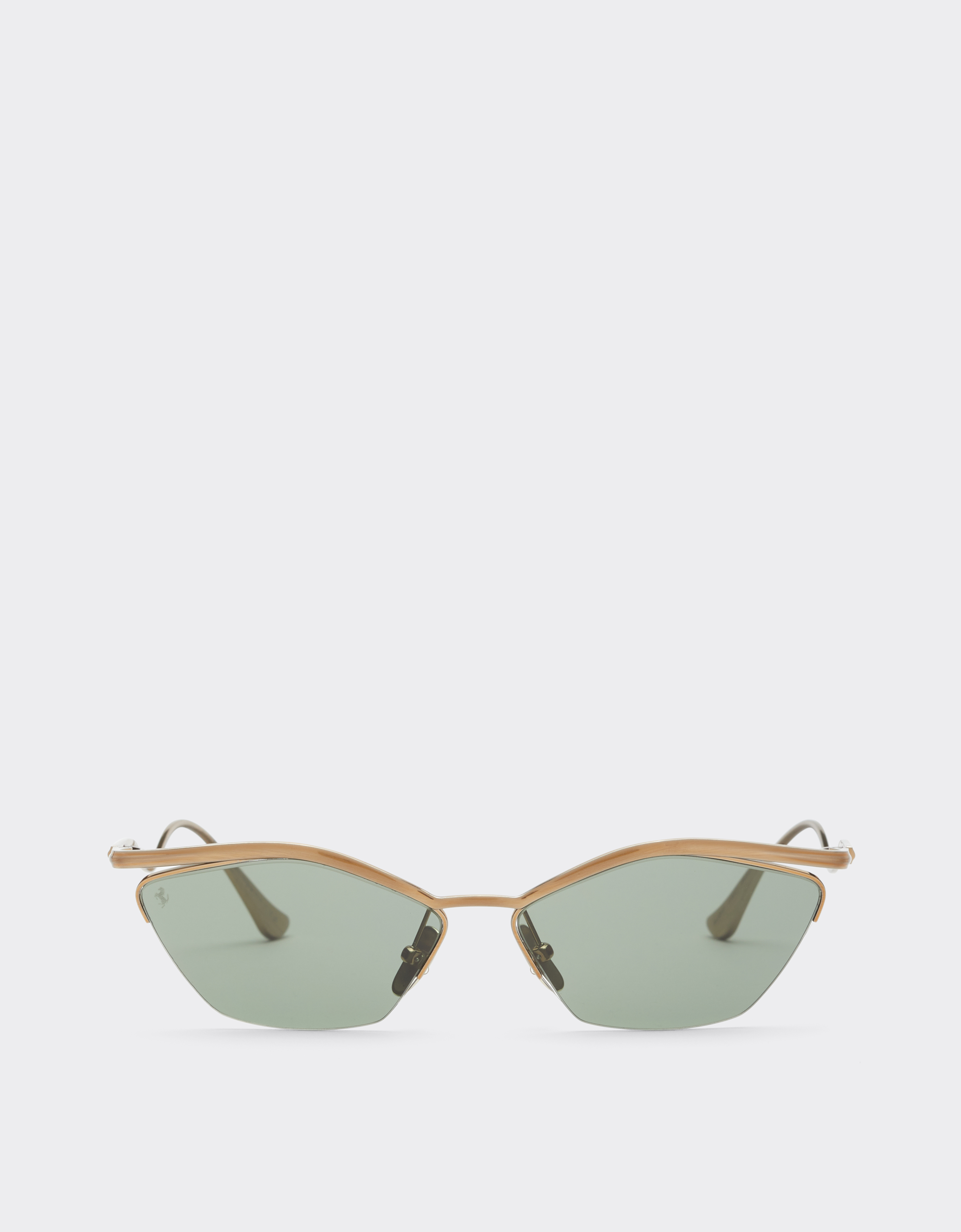 Ferrari Women's Oro Sunglasses In Shiny Gold-Colored Titanium With Dark Green Lenses - Sunglasses Os