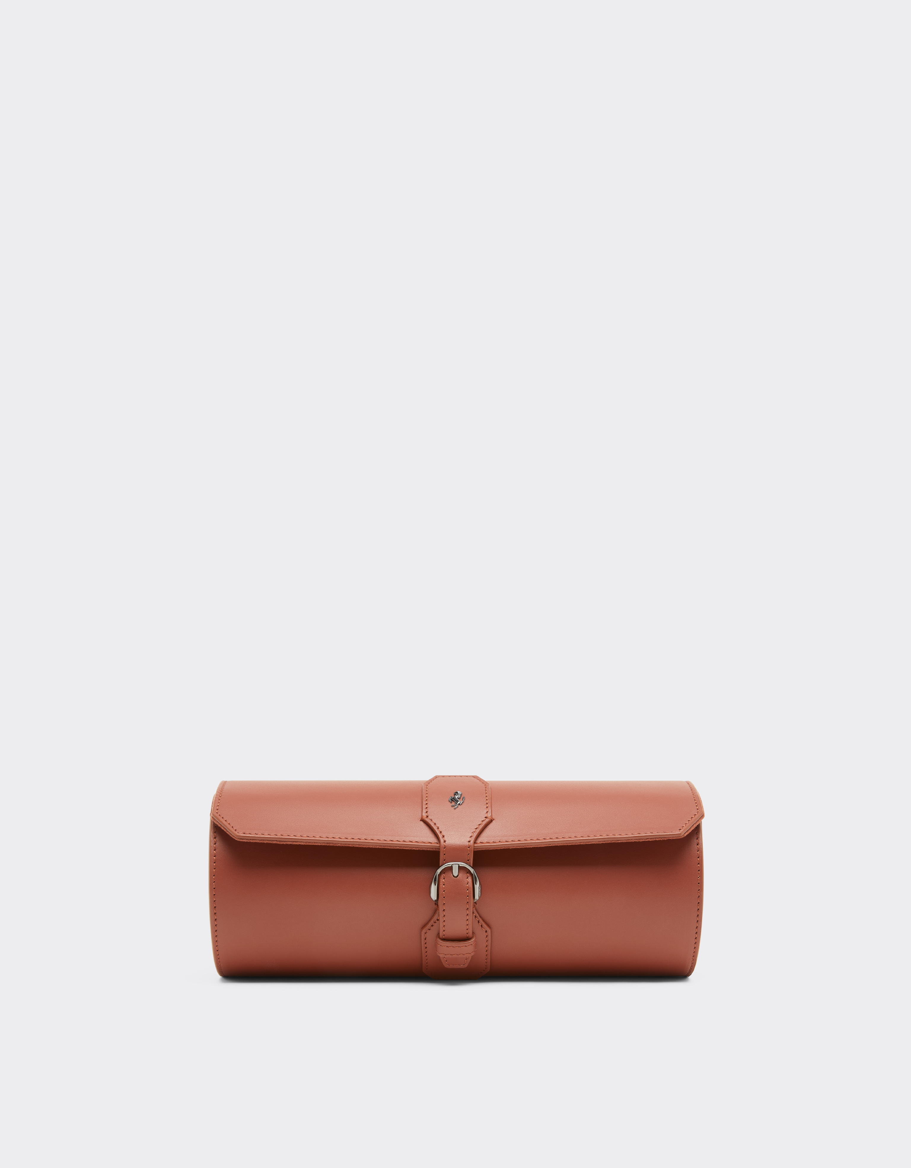 Ferrari Leather Travel Watch Case In Brown