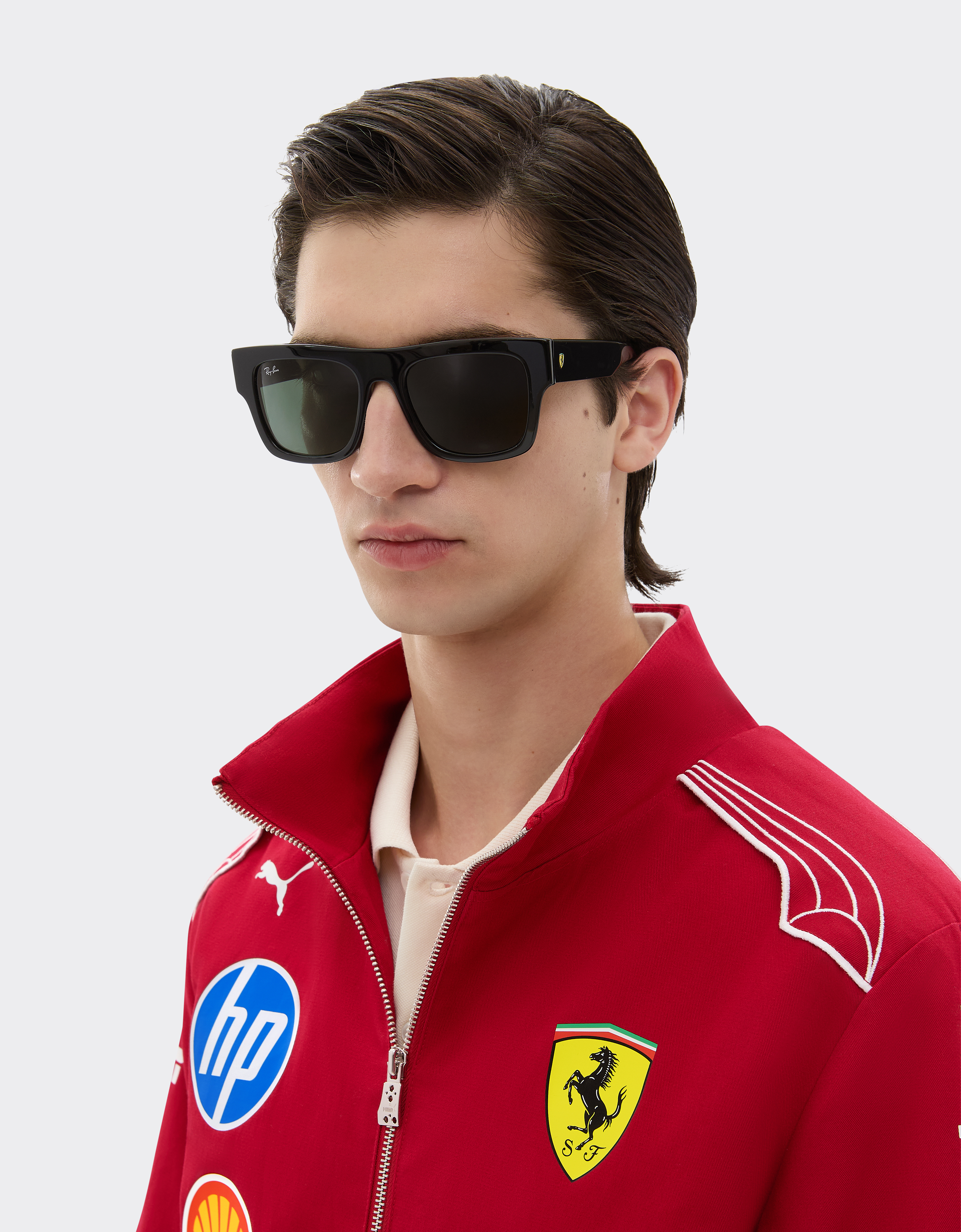  Ferrari Ray-ban For Scuderia Ferrari Rb2217m In Black Acetate With Dark Green Lenses -  Sunglasses Black Os 