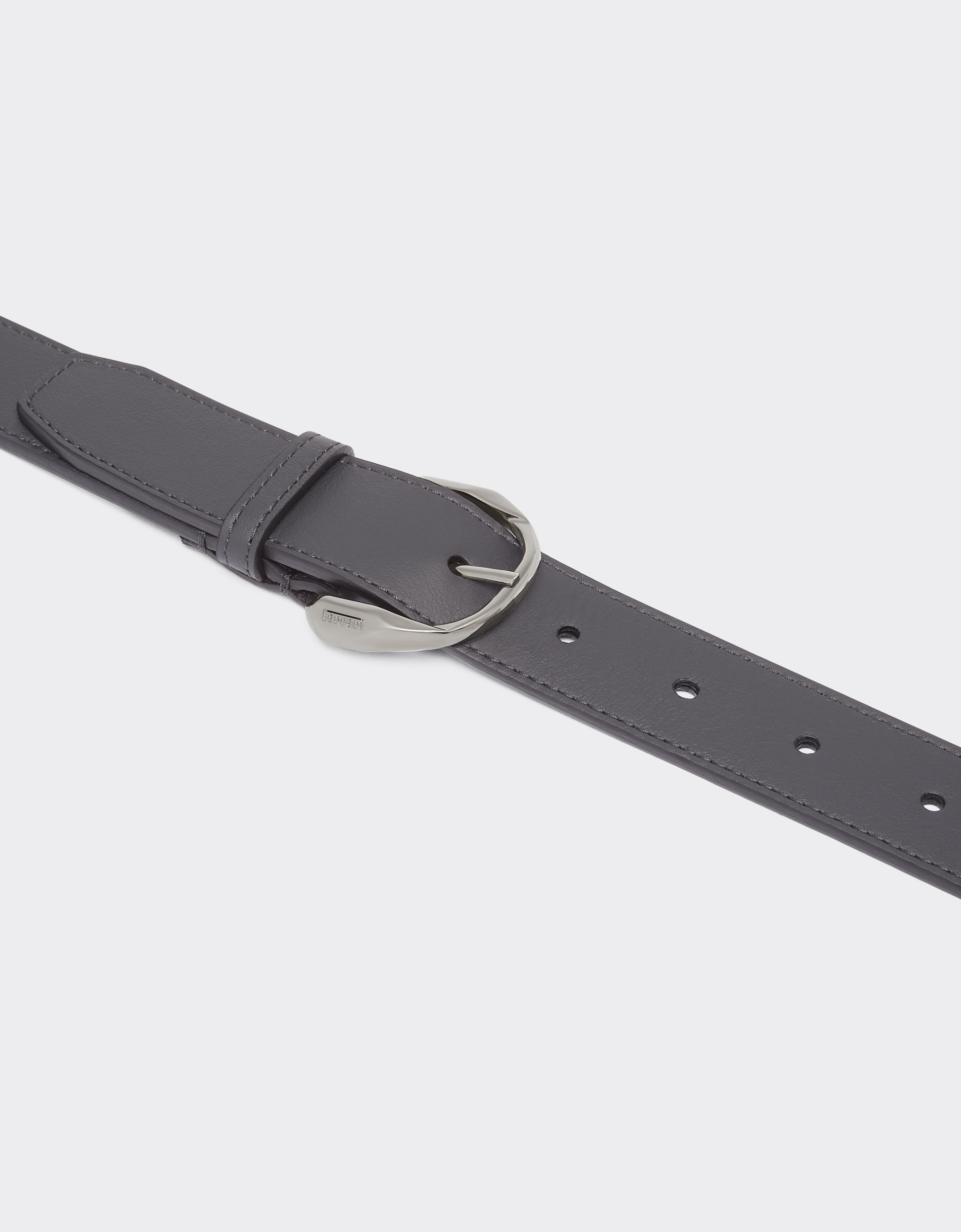 Ferrari Leather Belt With Prancing Horse Detail In Ingrid