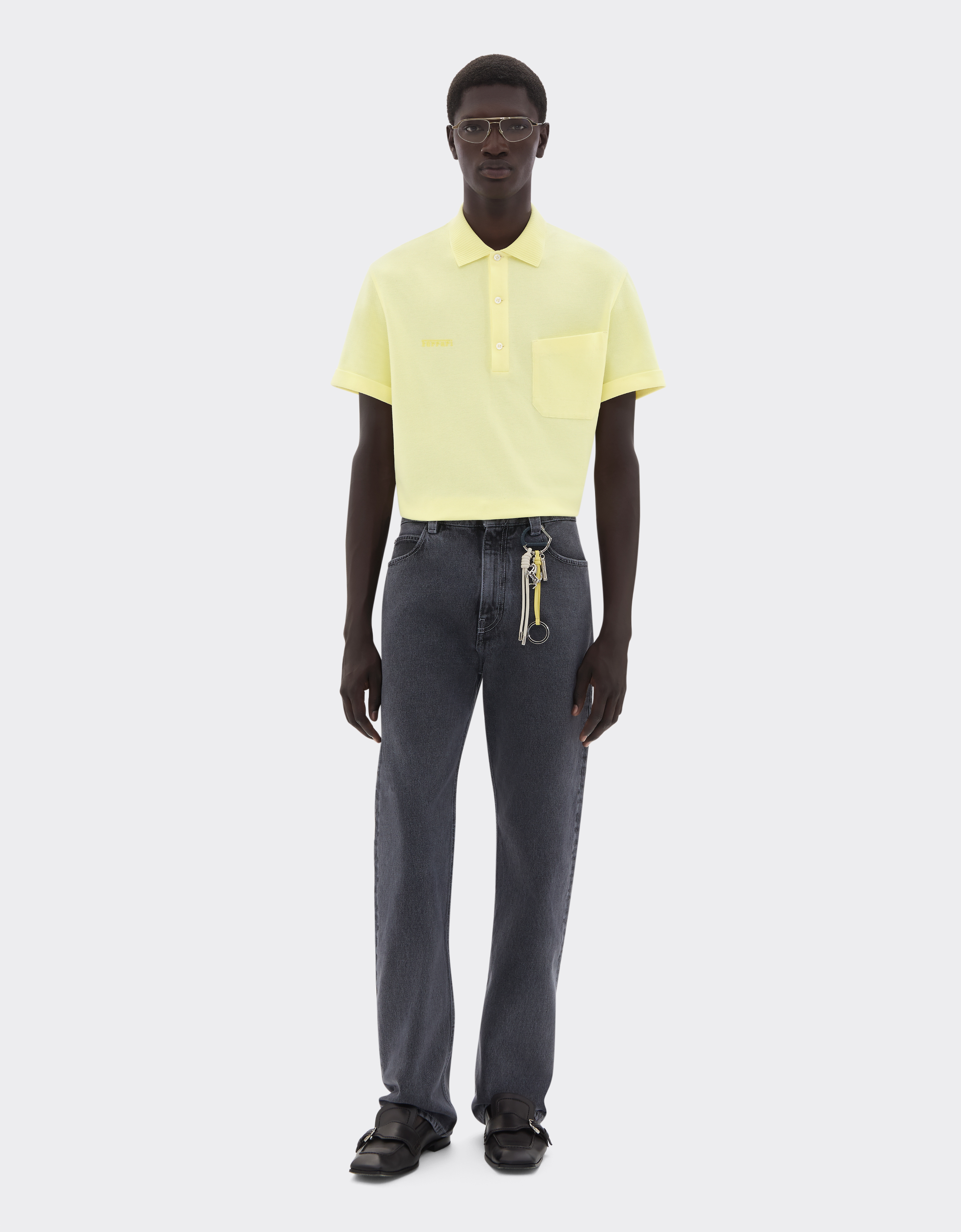  Ferrari Polohemd Aus Jersey - Male Poloshirts Irisgelb Xs 