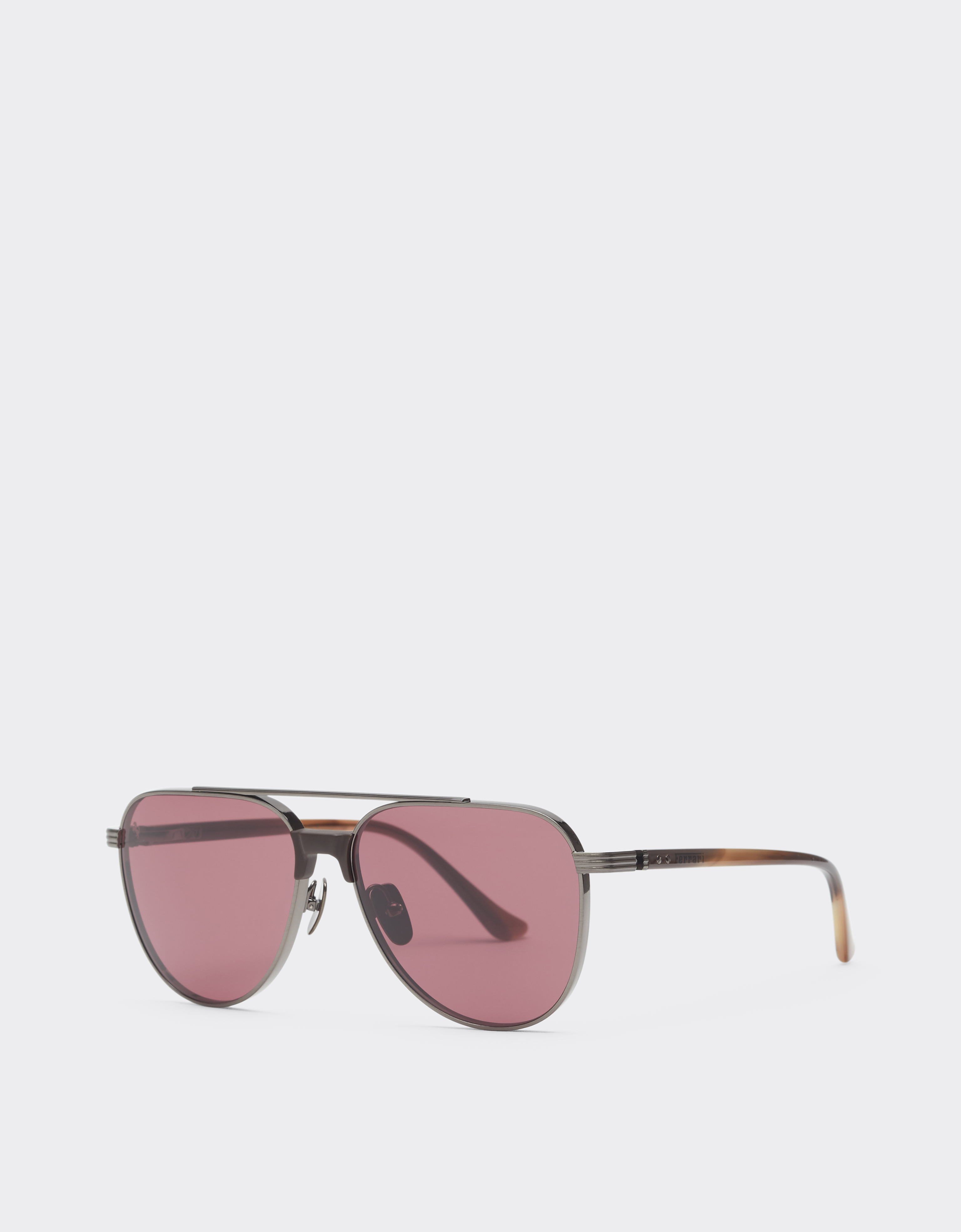  Ferrari Ferrari-sonnenbrille Aus Glänzendem, Gunmetal-farbenemtitan Und Acetat Mit Exklusiven Contrast Pro™-gläsern - Male Sonnenbrillen Gunmetal Os 