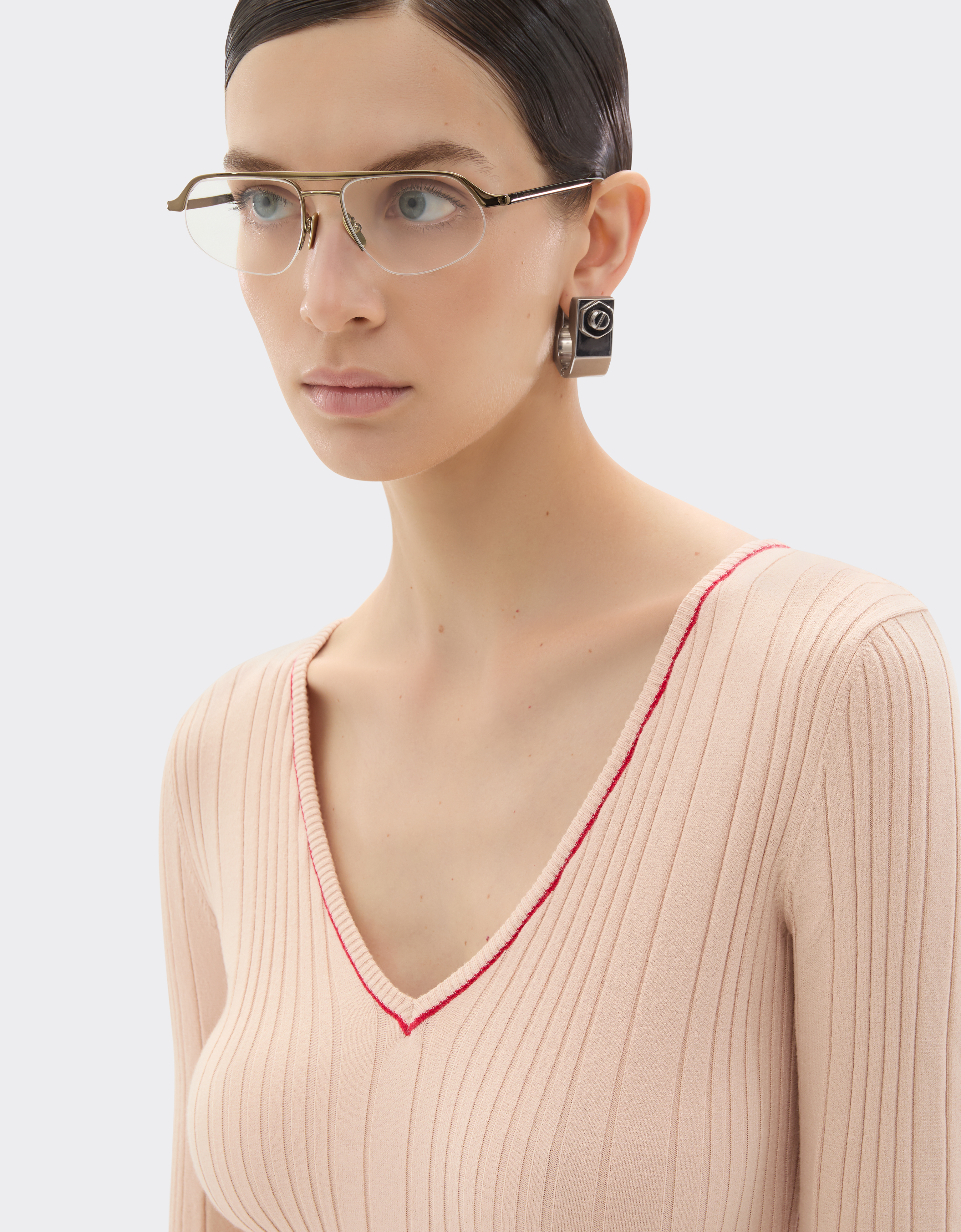 Ferrari Long Dress In Stretch Viscose In Neutral