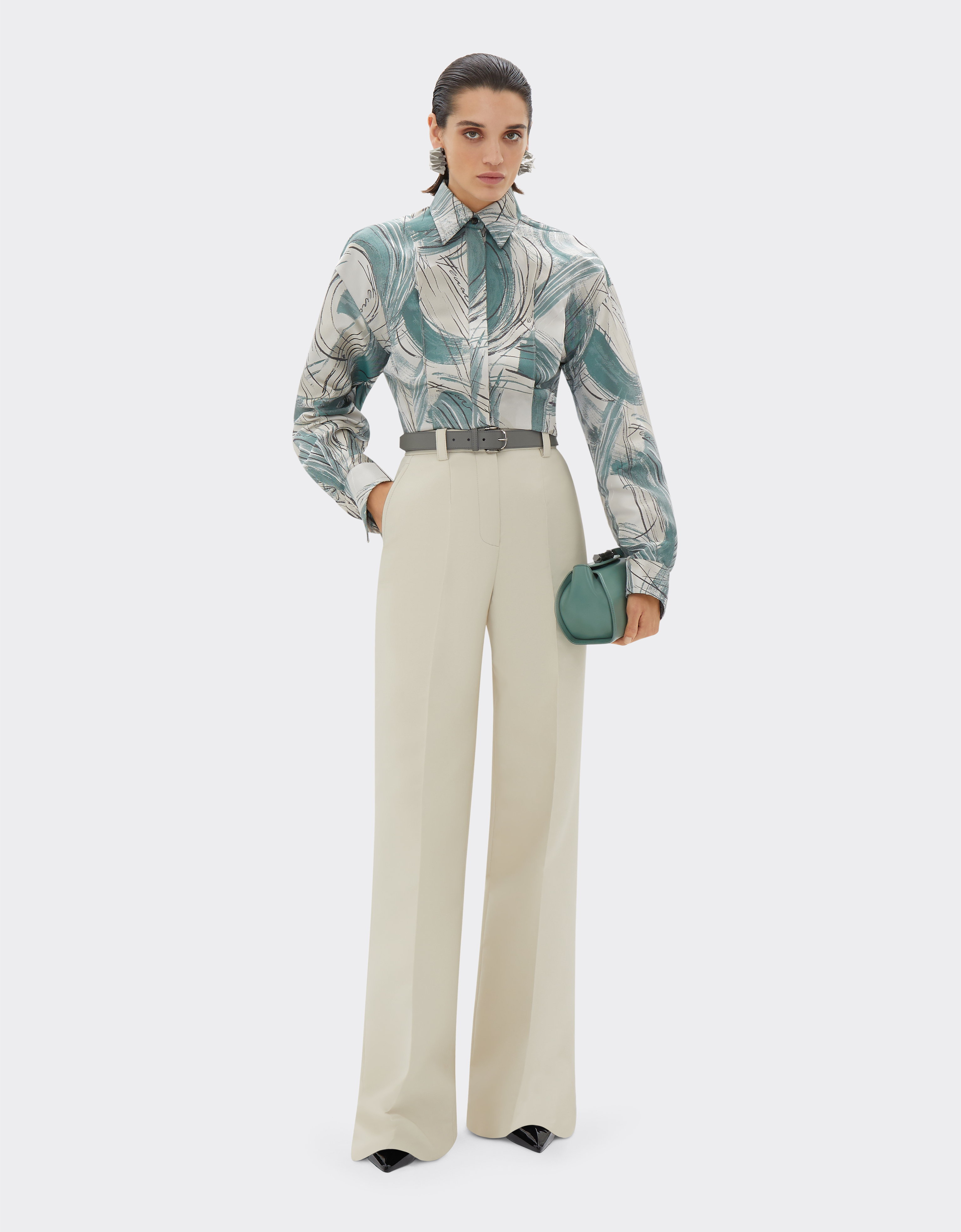 Ferrari Trousers In Two-tone Double-sided Tech Fabric In Ecru