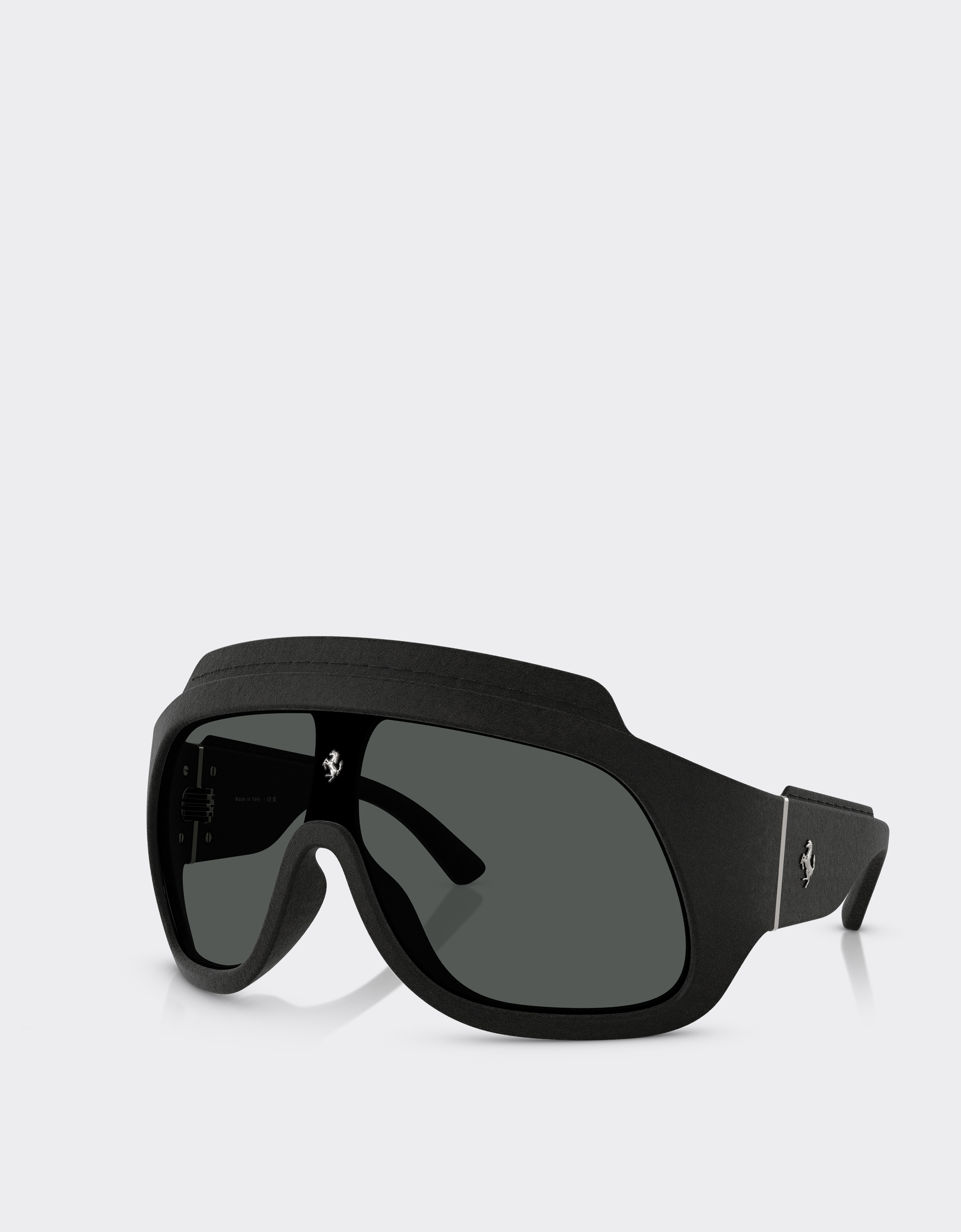 Ferrari Black  Limited Edition Shield Sunglasses In Injected Material And Leather With Dark G In Black