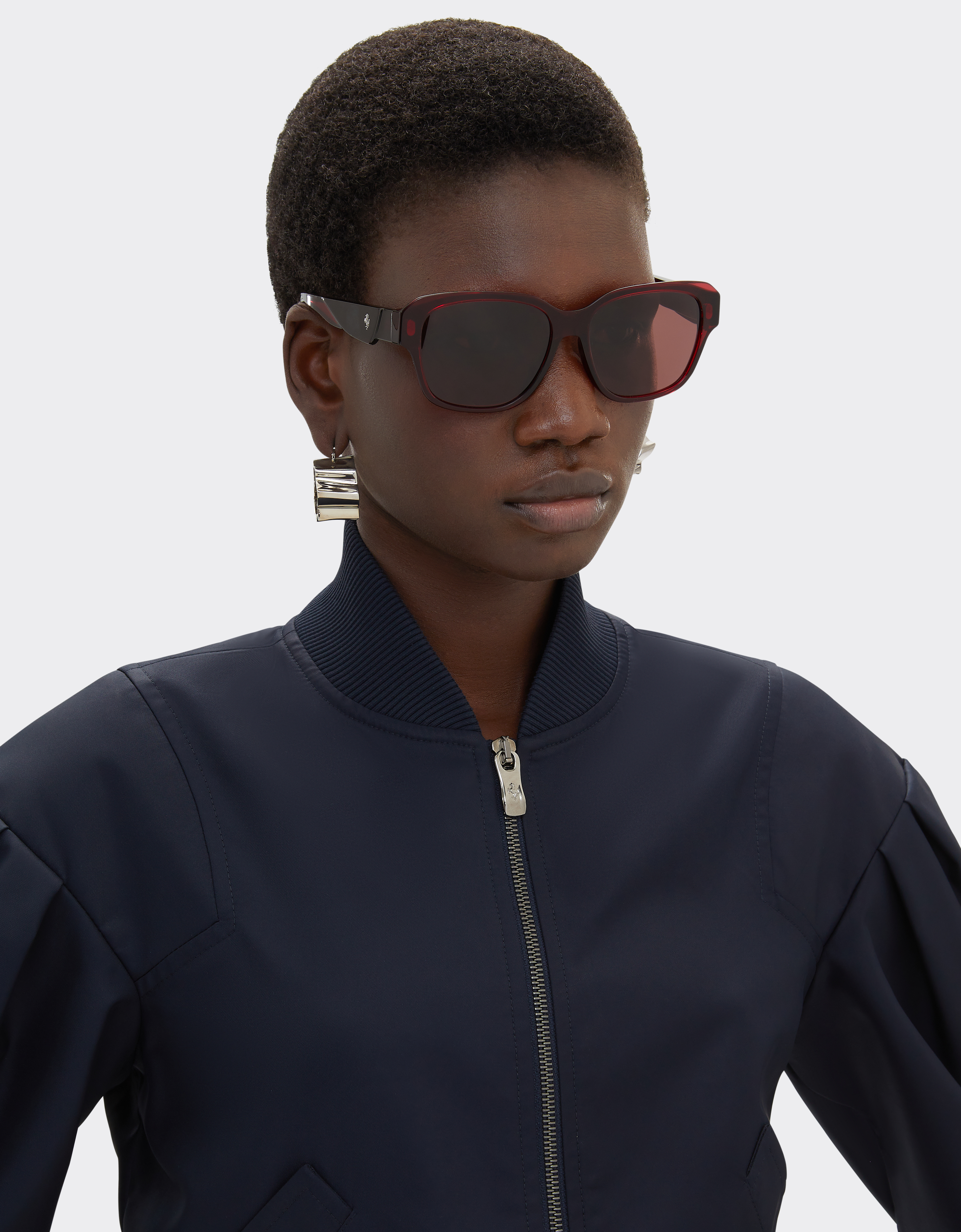 Ferrari Sunglasses In Transparent Burgundy Acetate With Polarised Purple Lenses In Burgundy