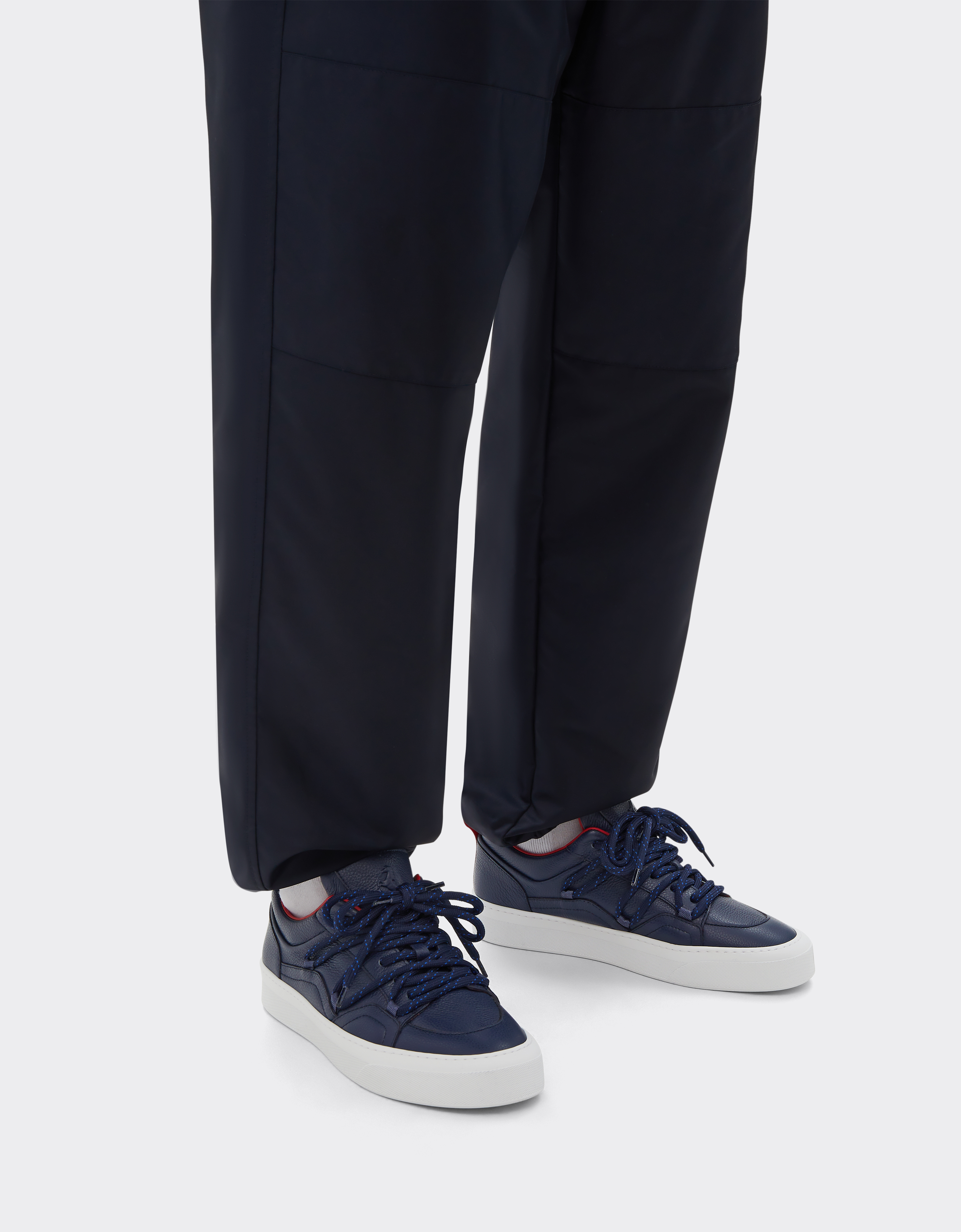 Ferrari Trainers In Tumbled Leather In Navy