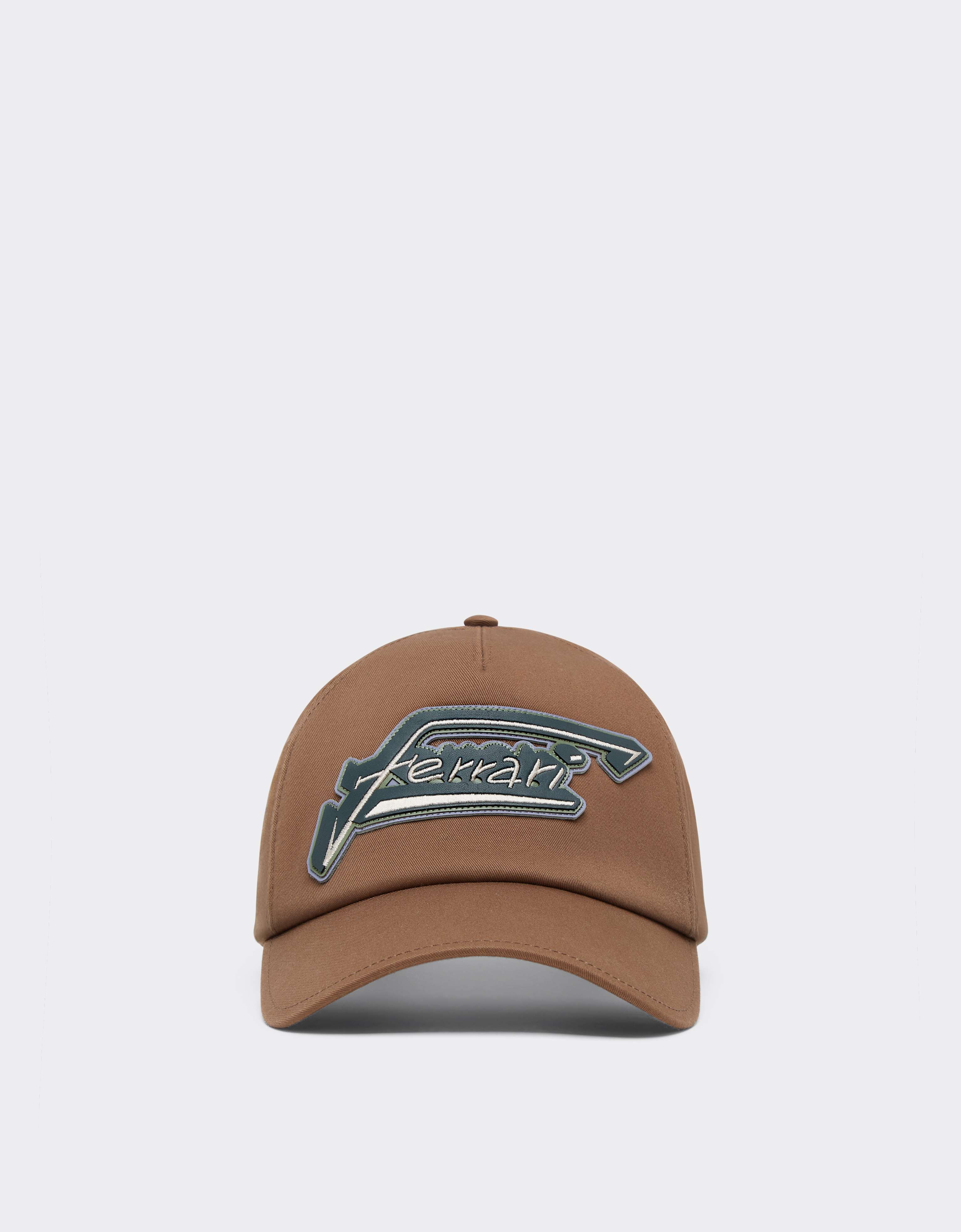 Ferrari Baseball Cap With  Logo In Brown