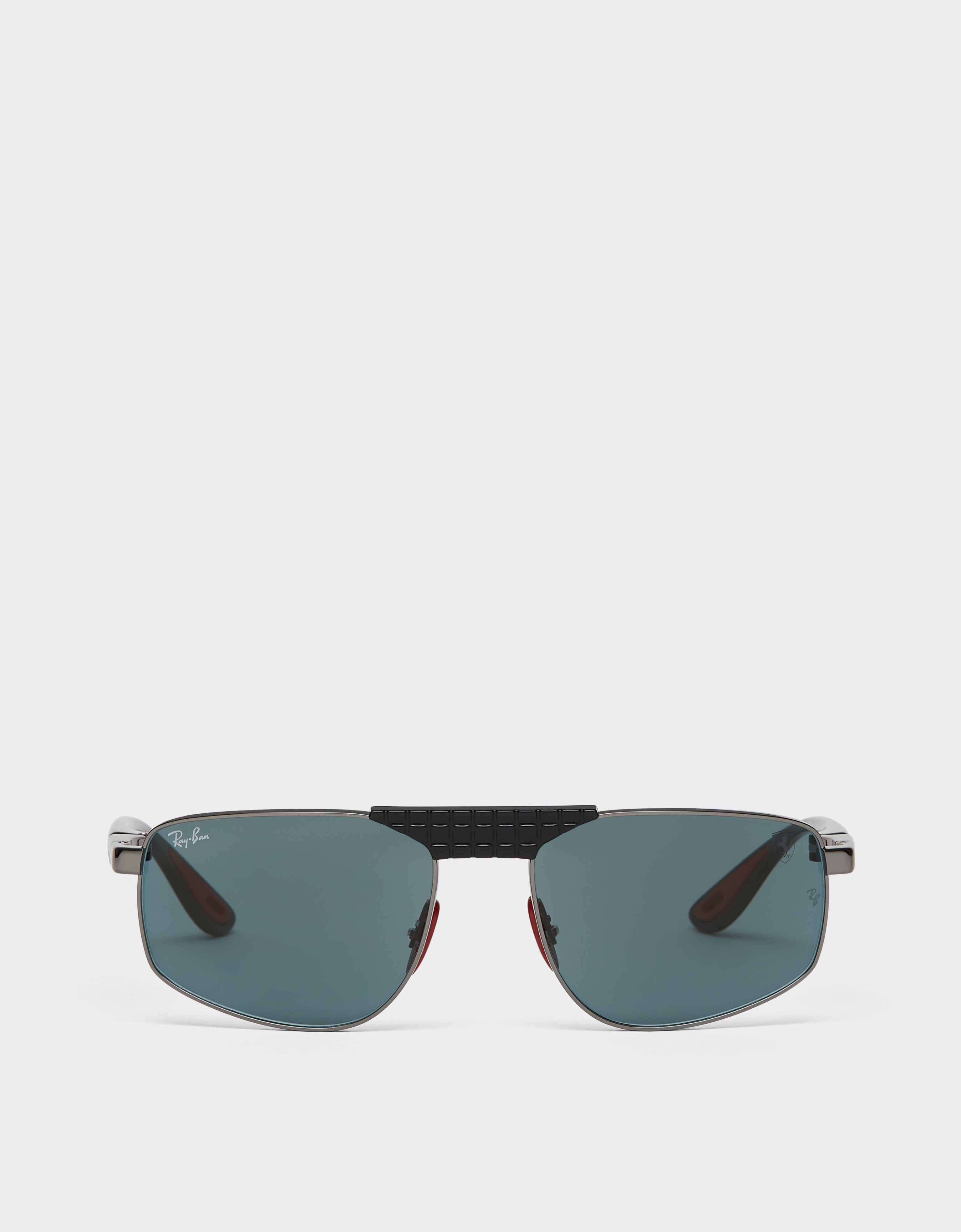 Ferrari Ray-ban For Scuderia Rb3776m In Gunmetal-coloured Metal With Blue Lenses In Gray